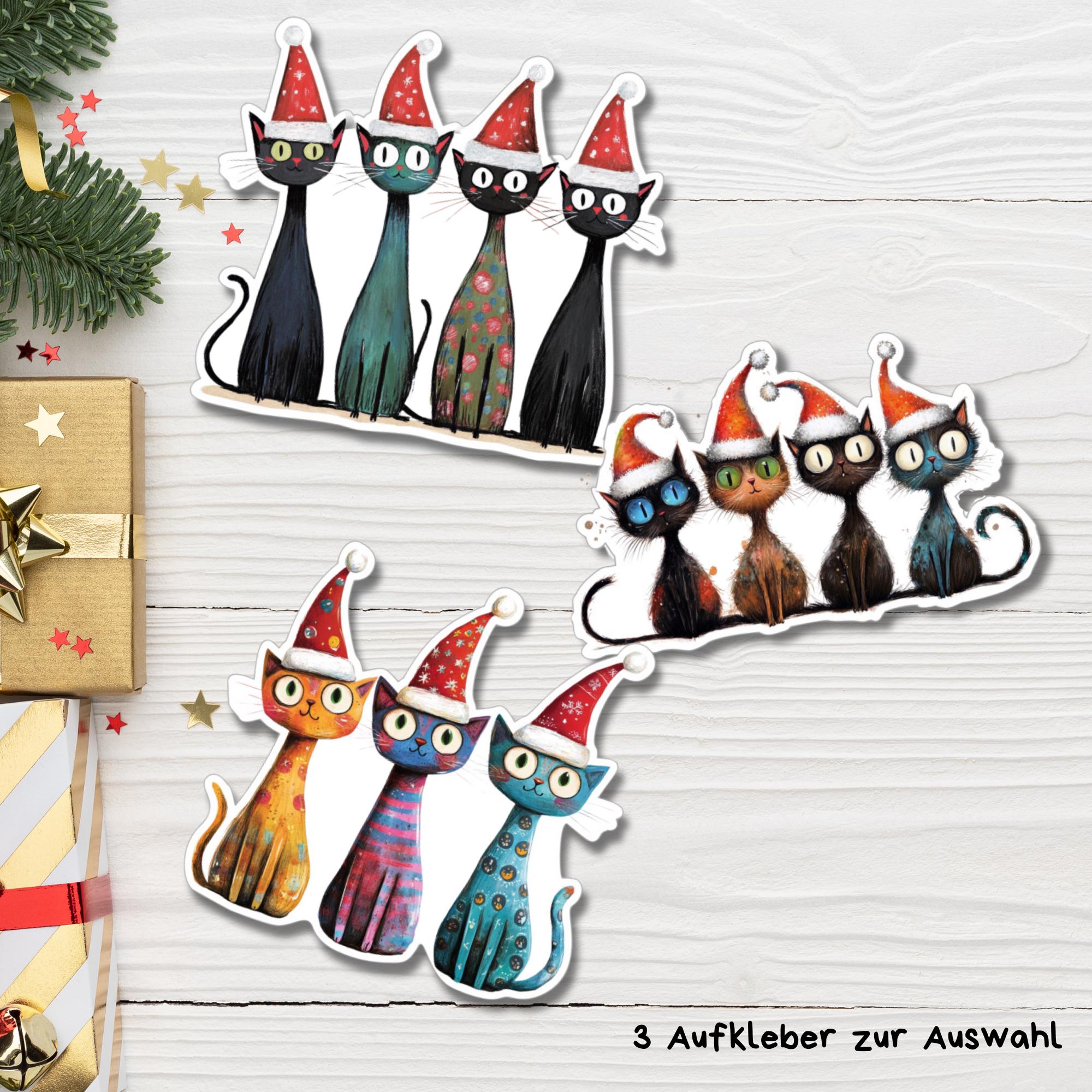Aufkleber, große Sticker zu Weihnachten und Advent Katzen - 3 Aufkleber zur Auswahl in Weiß oder Transparent #SEG8 Aufkleber, große Sticker zu Weihnachten und Advent Katzen - 3 Aufkleber zur Auswahl in Weiß oder Transparent #SEG8