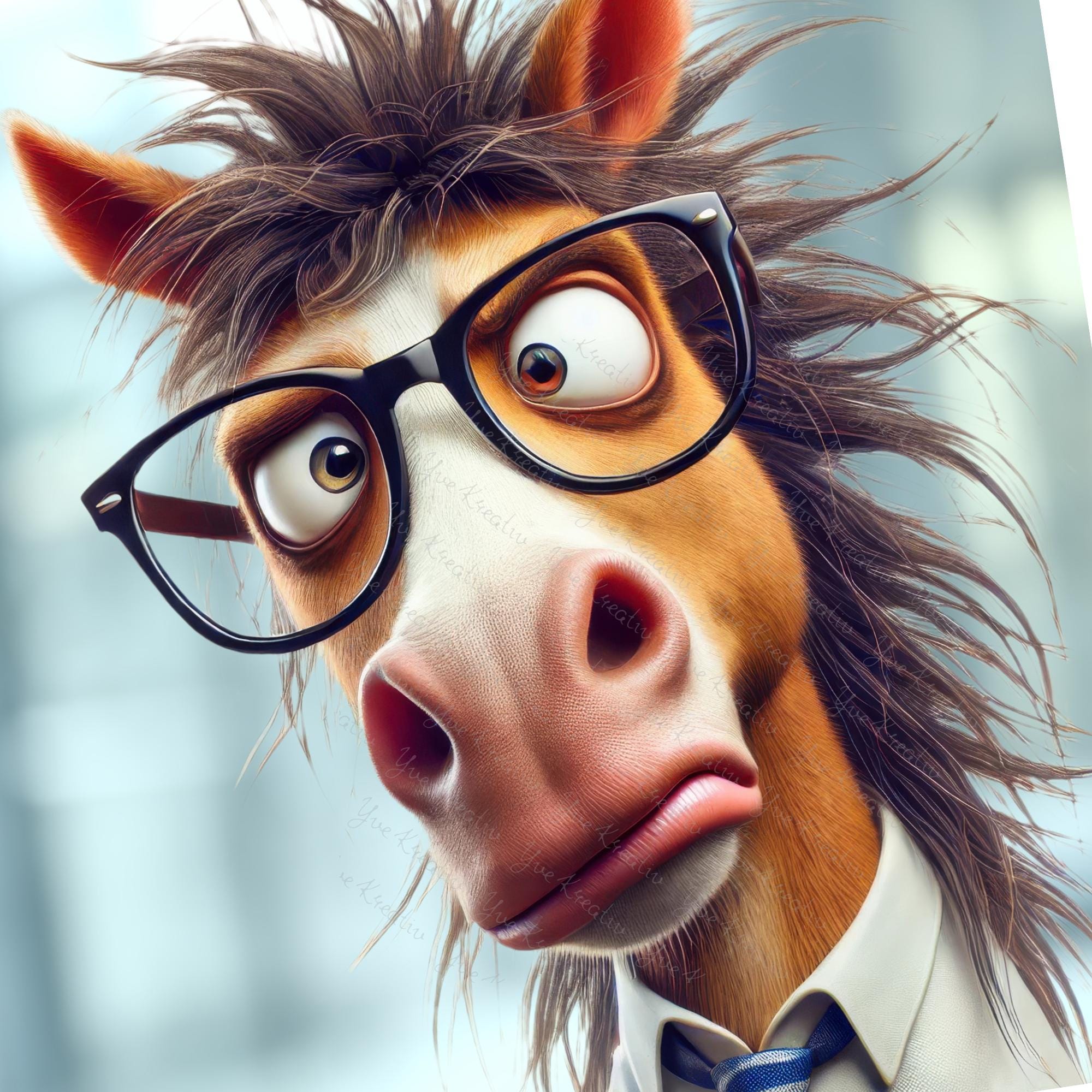 Brillenputztuch Pferd mit Brille bedrucktes Mikrofasertuch für Sonnenbrille Display Handy Geschenk Kollege Mitbringsel Chef #TI47