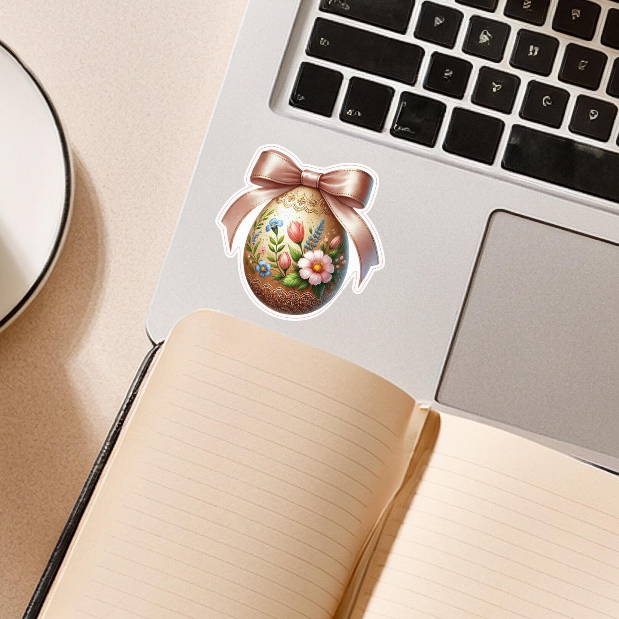 Aufkleber Ostern großer 8 cm Sticker Osterei Deko Osterfest Geschenkaufkleber Dekoei - zur Auswahl in Weiß oder Transparent  #SEG8