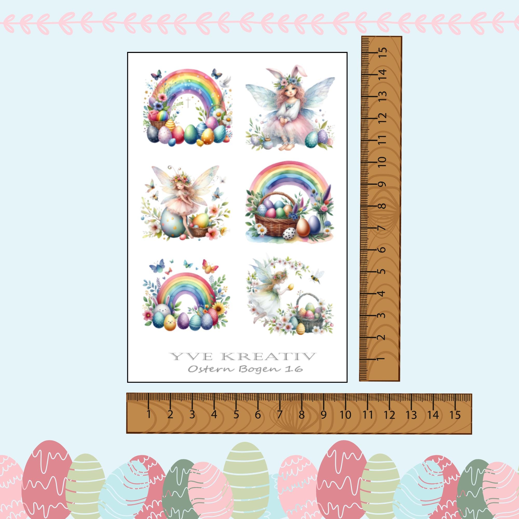 Sticker Bogen, Aufkleber zu Ostern Regenbogen | Sticker Set - 2 Stickerbogen zur Auswahl in Weiß - Transparent - Matt - Glanz  #SBA6