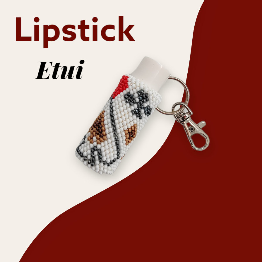 Anhänger für Lippenpflegestift - Lippenbalsam Täschchen " Poker " aus Rocailles - Miniperlen (2,6 mm) gehäkelt / Perlenhäkeln