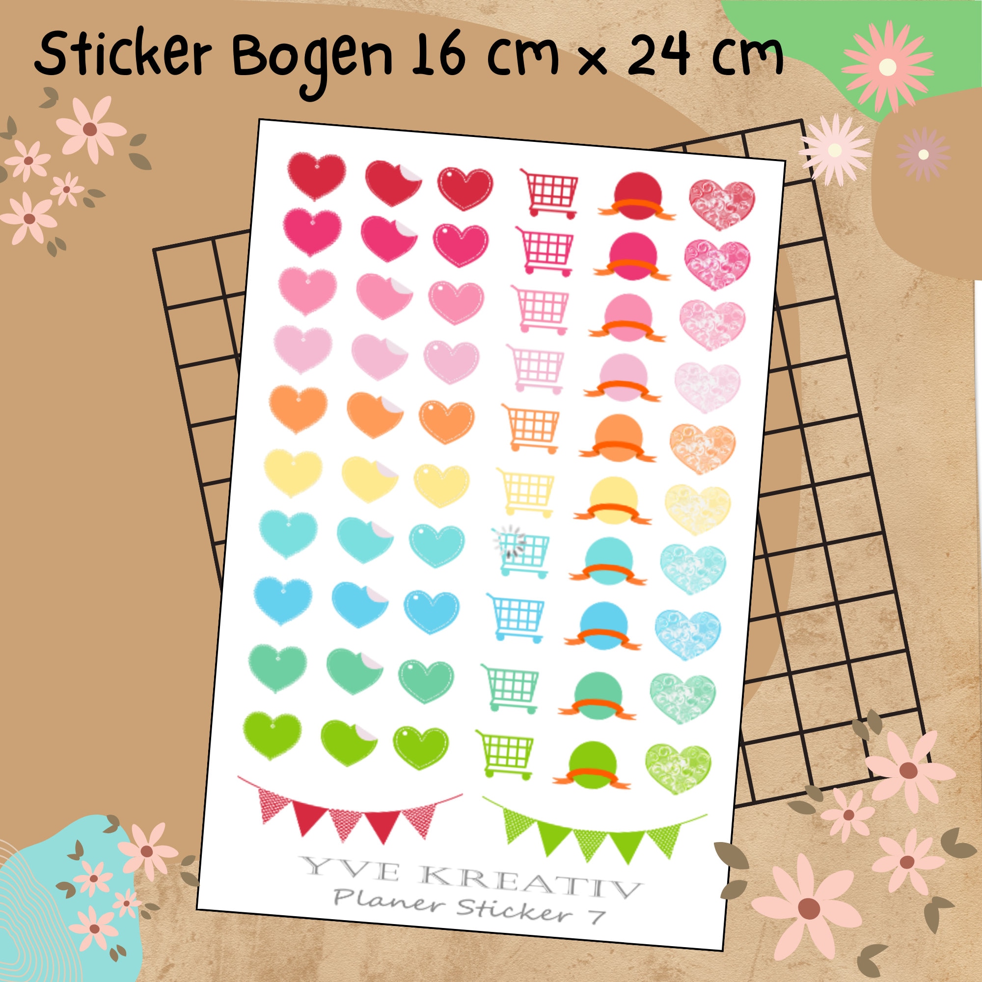Sticker Planer | über 60 Aufkleber Sticker Bogen Set Stickerbogen  -  Wochenplaner Kalender Bullet Journaling  #SBA5