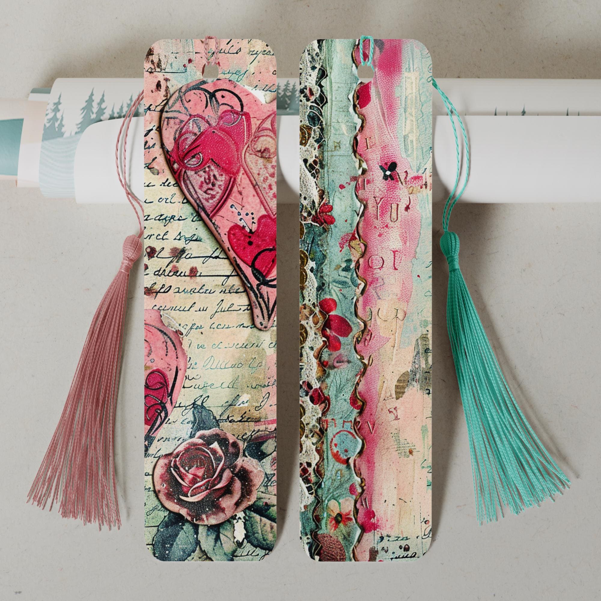 Lesezeichen aus Aluminium Geschenk zum Geburtstag Valentinstag Bücher Bookmark - 3 Motive zur Auswahl  #LEALU