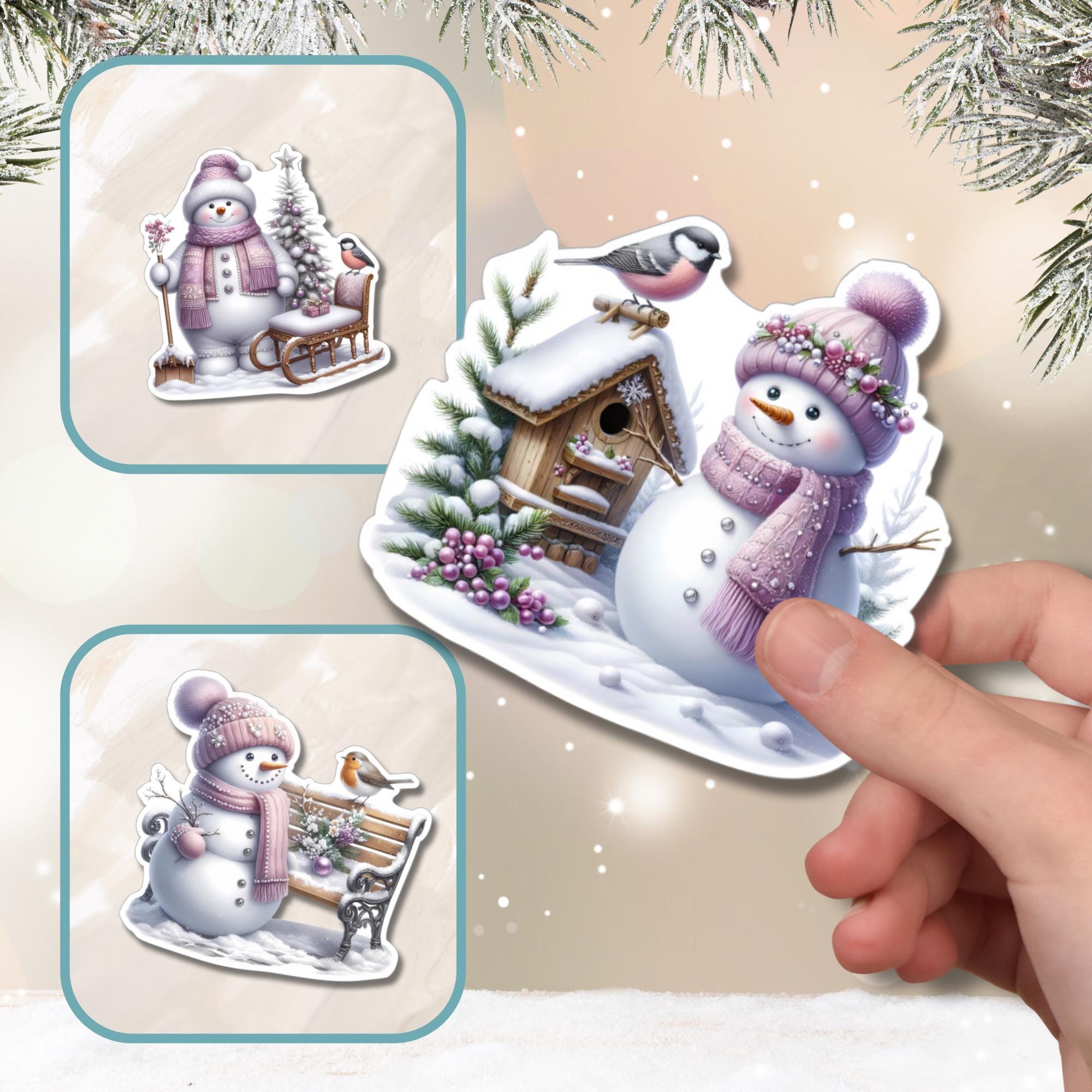 Aufkleber, große Sticker zu Weihnachten und Advent - 3 Aufkleber zur Auswahl in Weiß oder Transparent  #SEG8