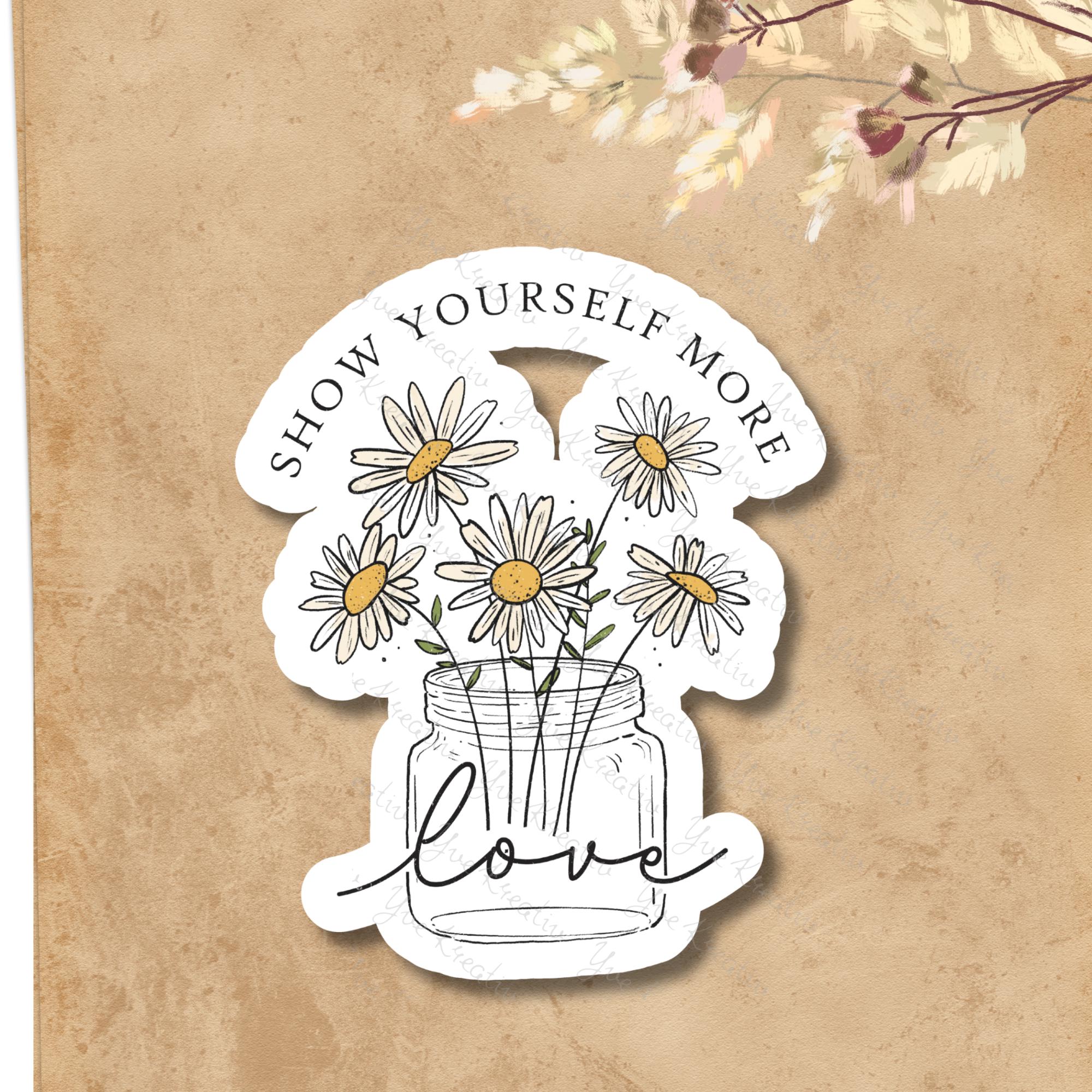 Kofferaufkleber, Geschenkaufkleber, Aufkleber Motivation, großer Blumen Sticker I zur Auswahl in Weiß oder Transparent  #SEG8