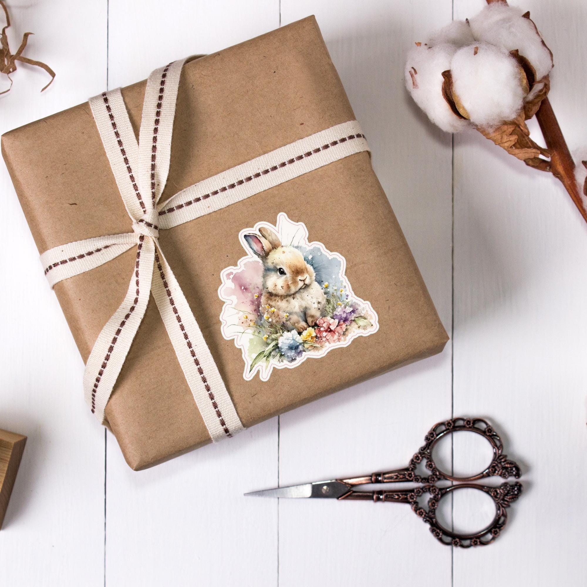 Aufkleber Ostern großer 8 cm Sticker niedliches Häschen Deko Hase Geschenkaufkleber Osterhase - zur Auswahl in Weiß oder Transparent  #SEG8