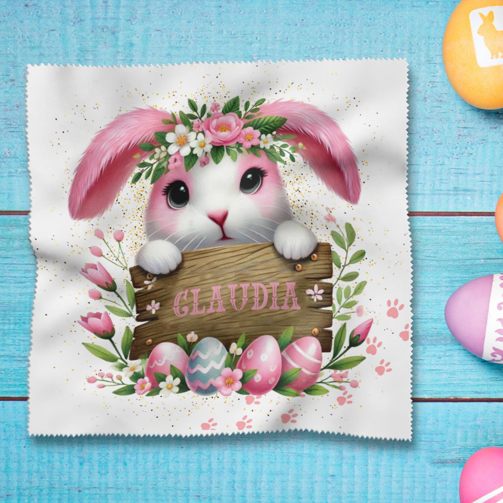 Brillenputztuch mit Namen Geschenk zu Ostern bedrucktes Mikrofasertuch Ostergeschenk für Brillen Tuch für Displays Objektive  #OS23P