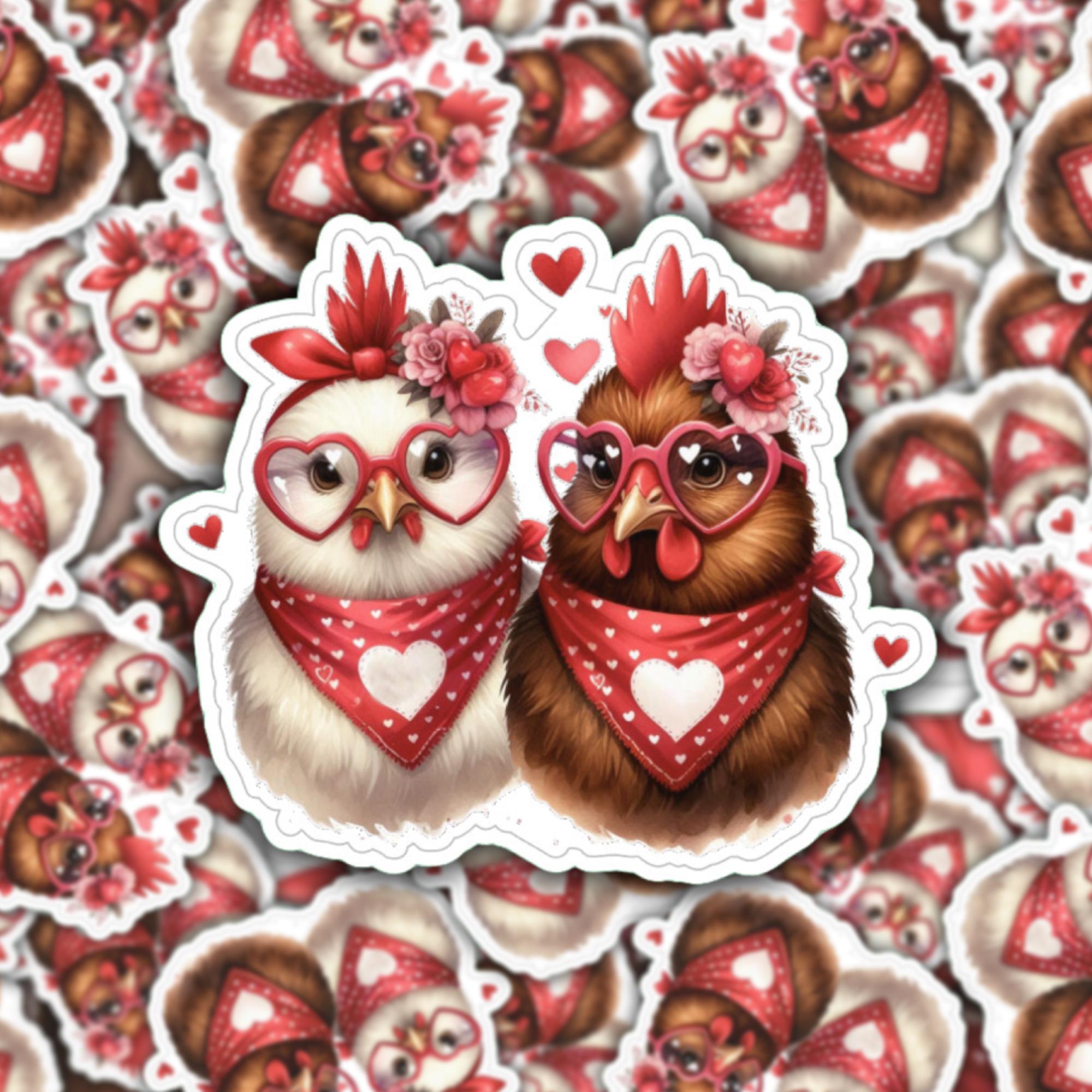 Großer Aufkleber, Chicken Friends Sticker, großer Koffer Sticker, Kofferaufkleber  -  zur Auswahl in Weiß oder Transparent  #SEG8