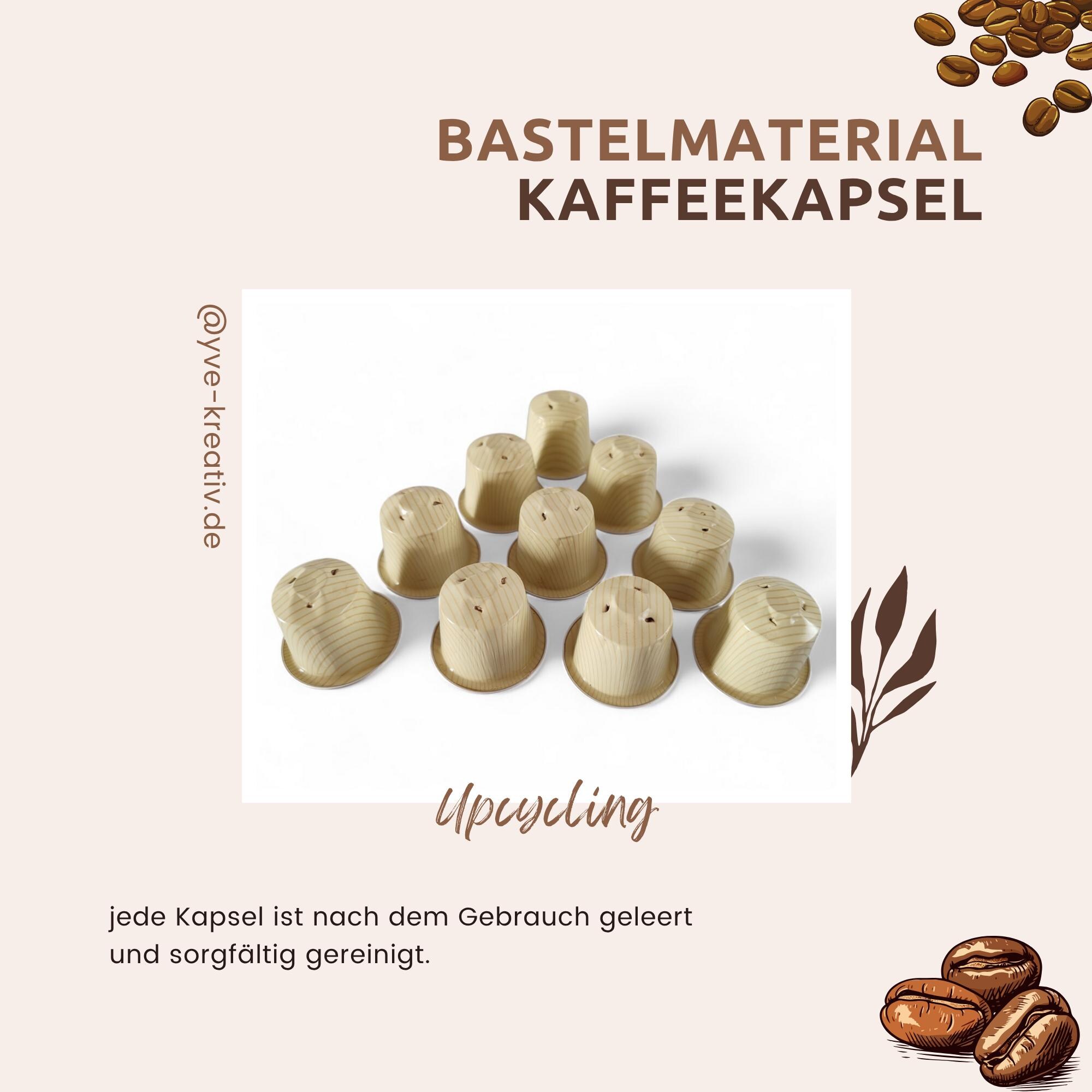 Kaffeekapseln leer gereinigt Basteln Gestalten Bastelmaterial DIY Schmuckherstellung Zubehör Aluminium Creme-Nadelstreifen 10 Stück  #KNS