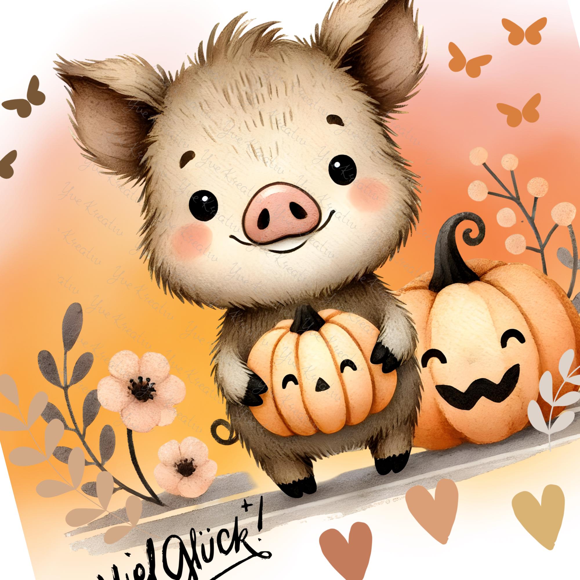 Brillenputztuch Herbst Glücksschweinchen bedrucktes Mikrofasertuch für Sonnenbrille Displays Handy Geschenk Halloween Mitbringsel #TI170