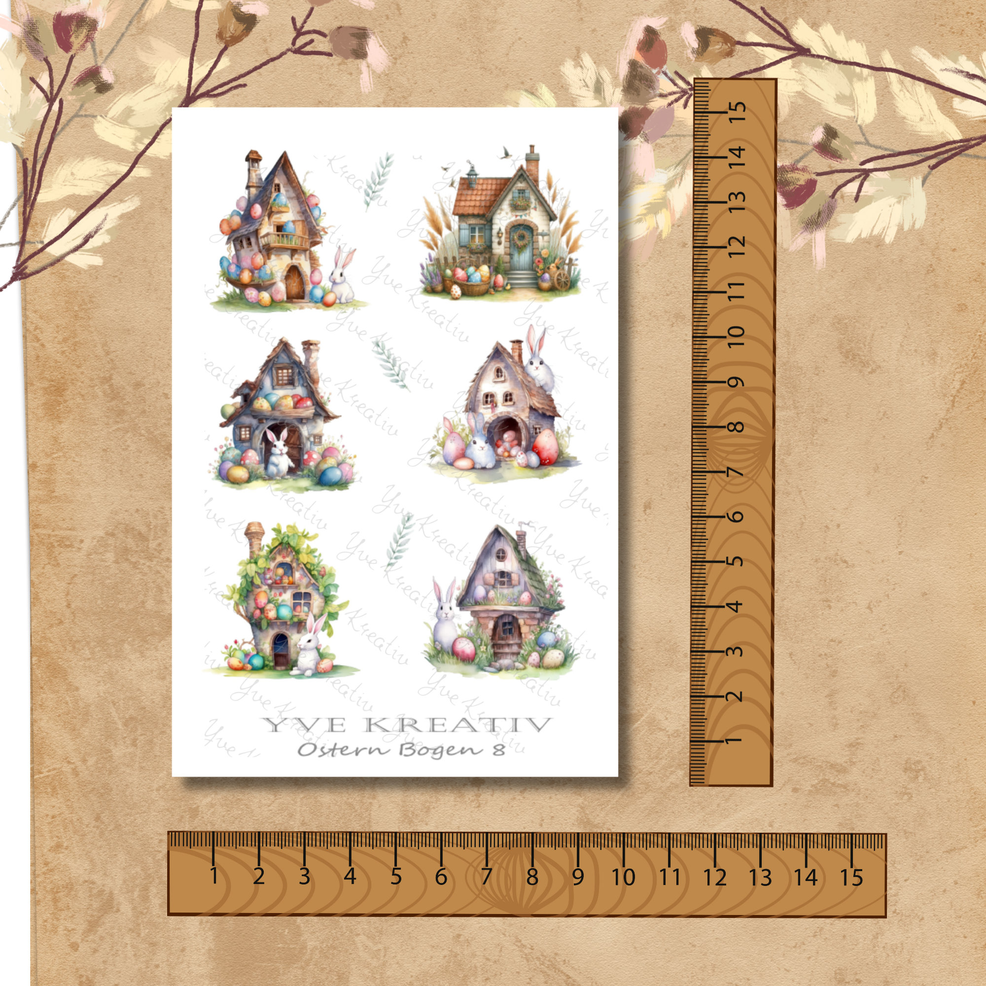 Sticker Bogen, Aufkleber, Ostern - Nostalgie | Sticker Set - 2 Stickerbogen zur Auswahl in Weiß - Transparent - Matt - Glanz  #SBA6