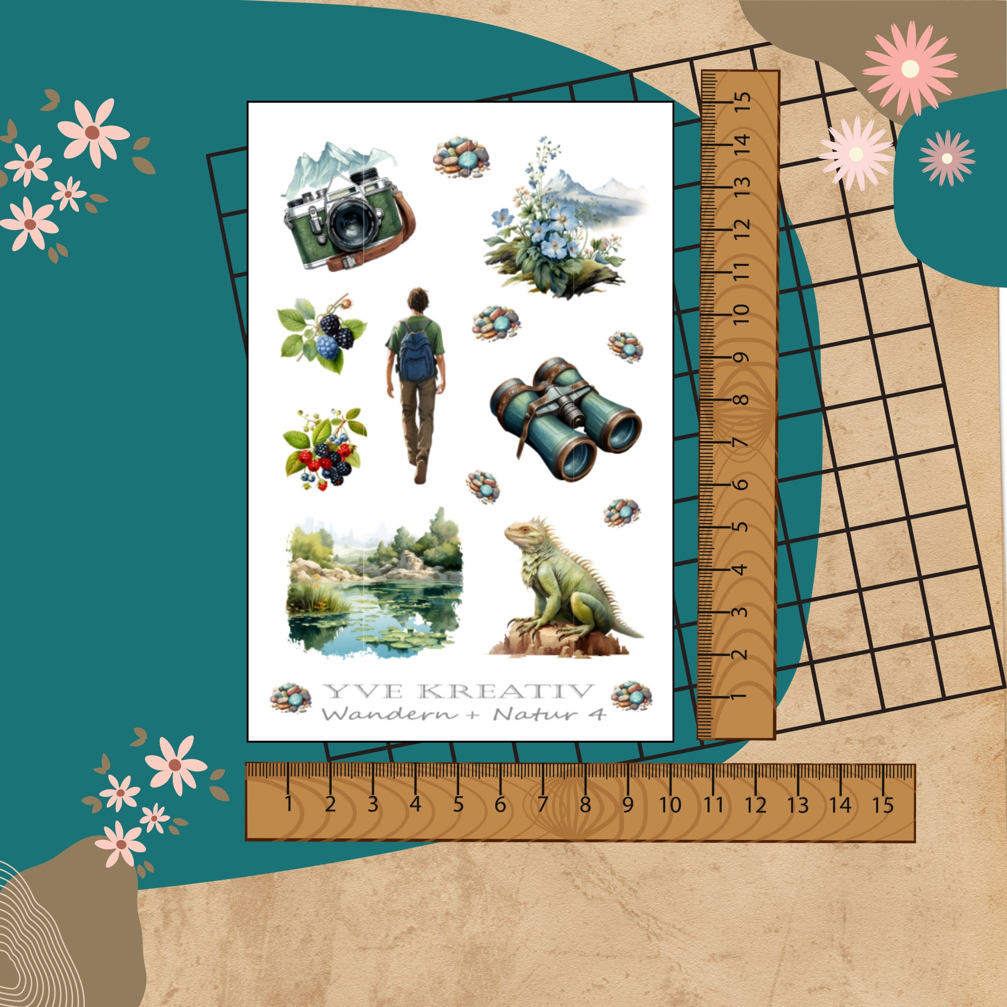 Stickerbogen " Urlaub Reisen Wandern Natur " | Sticker Set - Aufkleber 4 Bögen zur Auswahl in Weiß - Transparent - Matt - Glanz  #SBA6