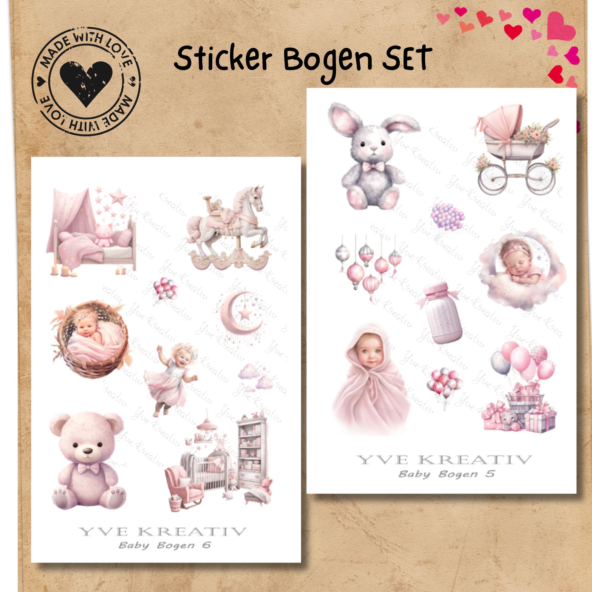 2 Stickerbogen SET Baby Girl Aufkleber Babyparty Sticker Geburt | Sticker Set zur Auswahl in Weiß - Transparent - Matt - Glanz #SBA6 2 Stickerbogen SET Baby Girl Aufkleber Babyparty Sticker Geburt | Sticker Set zur Auswahl in Weiß - Transparent - Matt - Glanz #SBA6