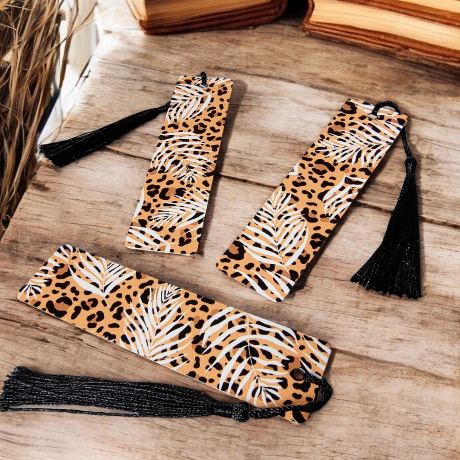 Lesezeichen aus Aluminium Geschenk zum Geburtstag, Muttertag Buchgeschenk "Motiv Animal Print Leopard" Bookmark #LEALU