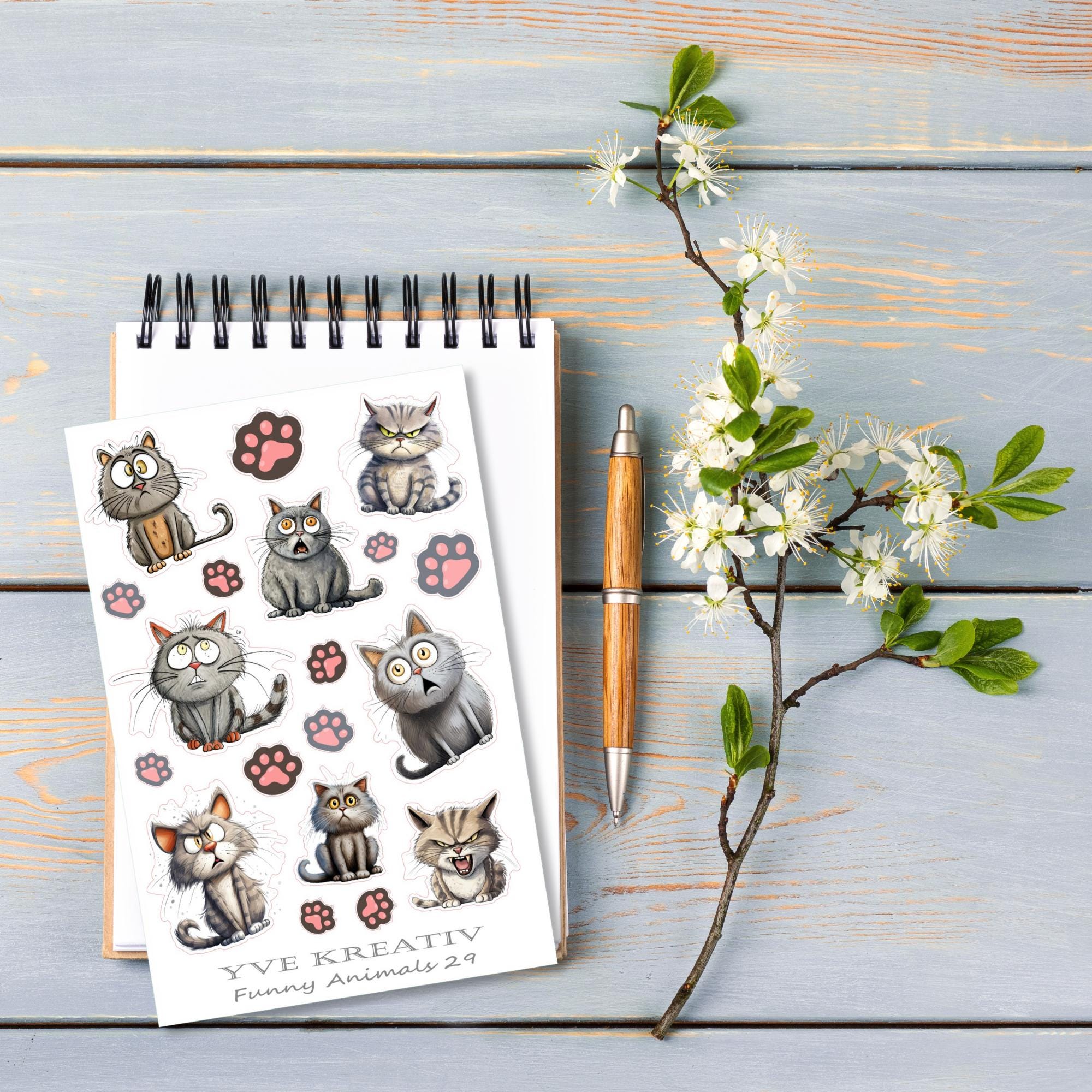 Aufkleber Katzen Sticker Bogen Sticker Set - 2 Stickerbogen zur Auswahl in Weiß - Transparent - Matt - Glanz #SBA6 Aufkleber Katzen Sticker Bogen Sticker Set - 2 Stickerbogen zur Auswahl in Weiß - Transparent - Matt - Glanz #SBA6