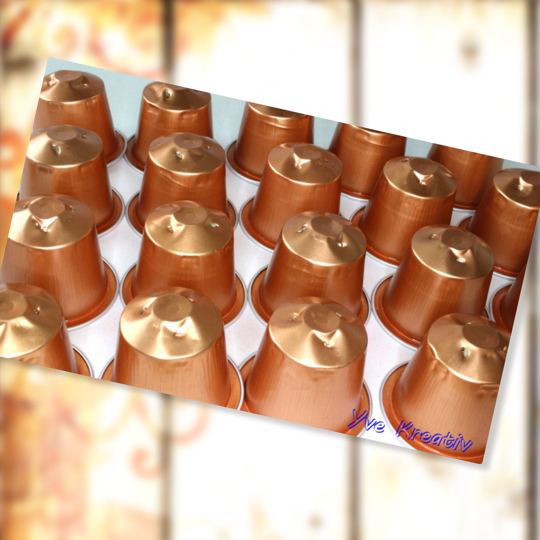 10 leere Kaffeekapseln Farbe : rosegold  #KNS