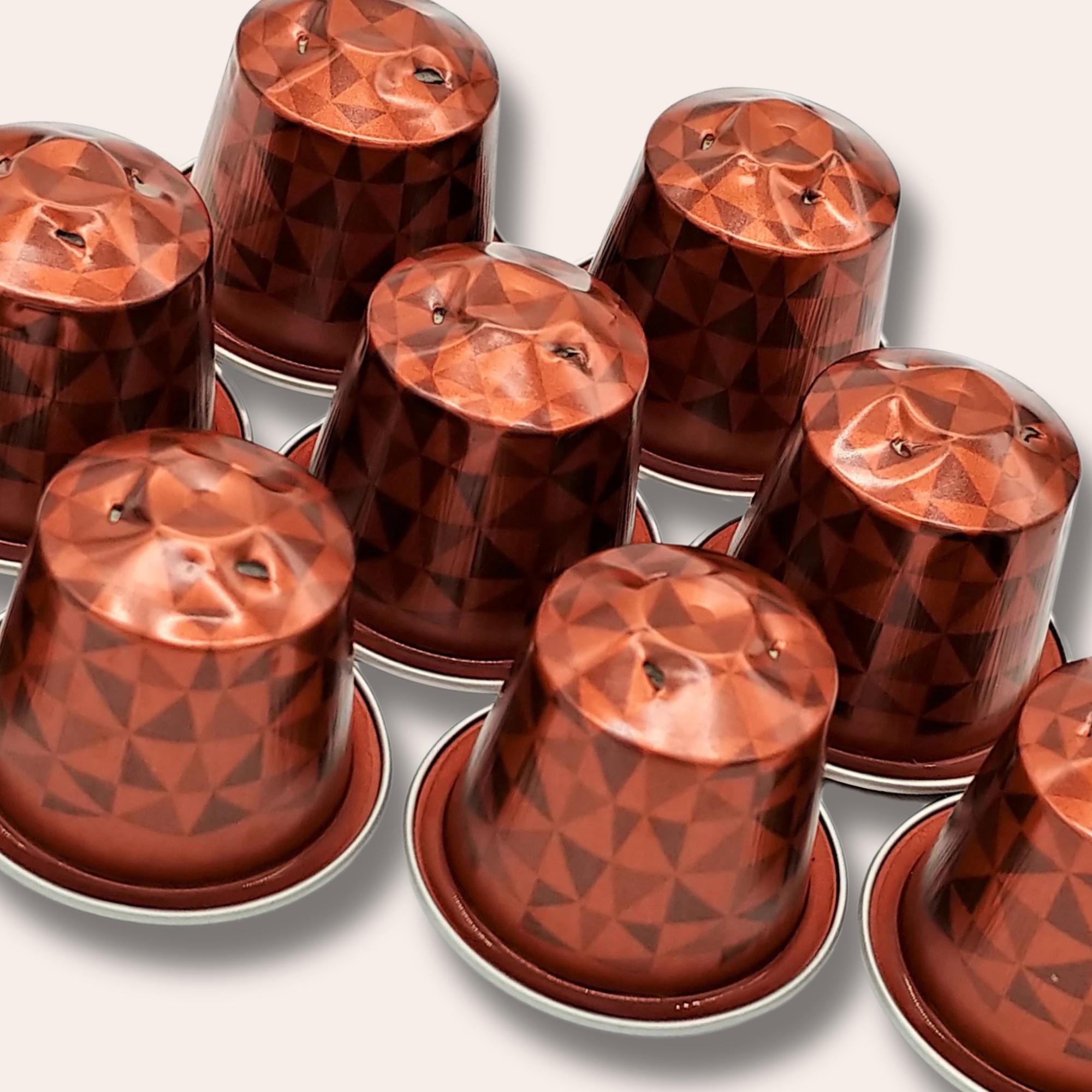 10 leere Kaffeekapseln Farbe rot-braun mit Muster zum Basteln Gestalten Bastelmaterial DIY Schmuckherstellung Zubehör #KNS