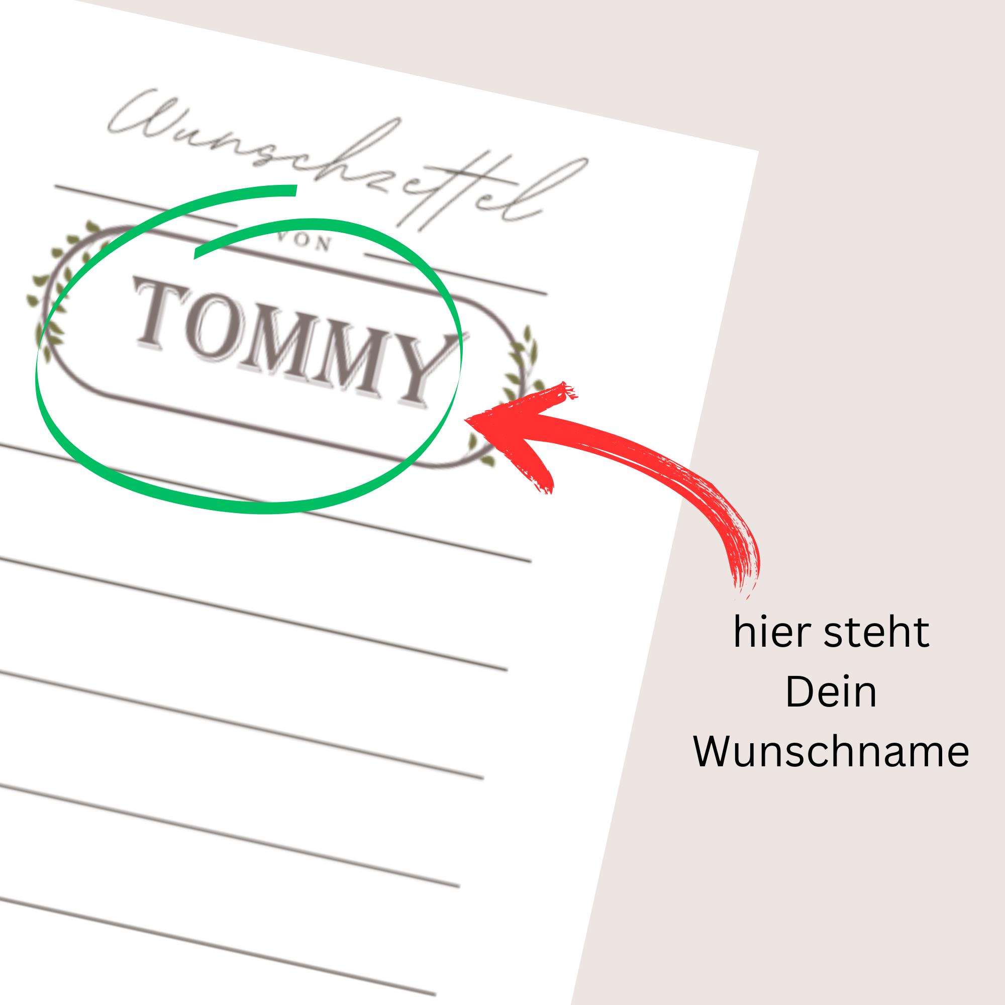 Wunschzettel Postkarte personalisiert mit Namen, Karte zu Weihnachten Wunschliste auf DIN A6 Karton mit Leinenstruktur  #WZLS