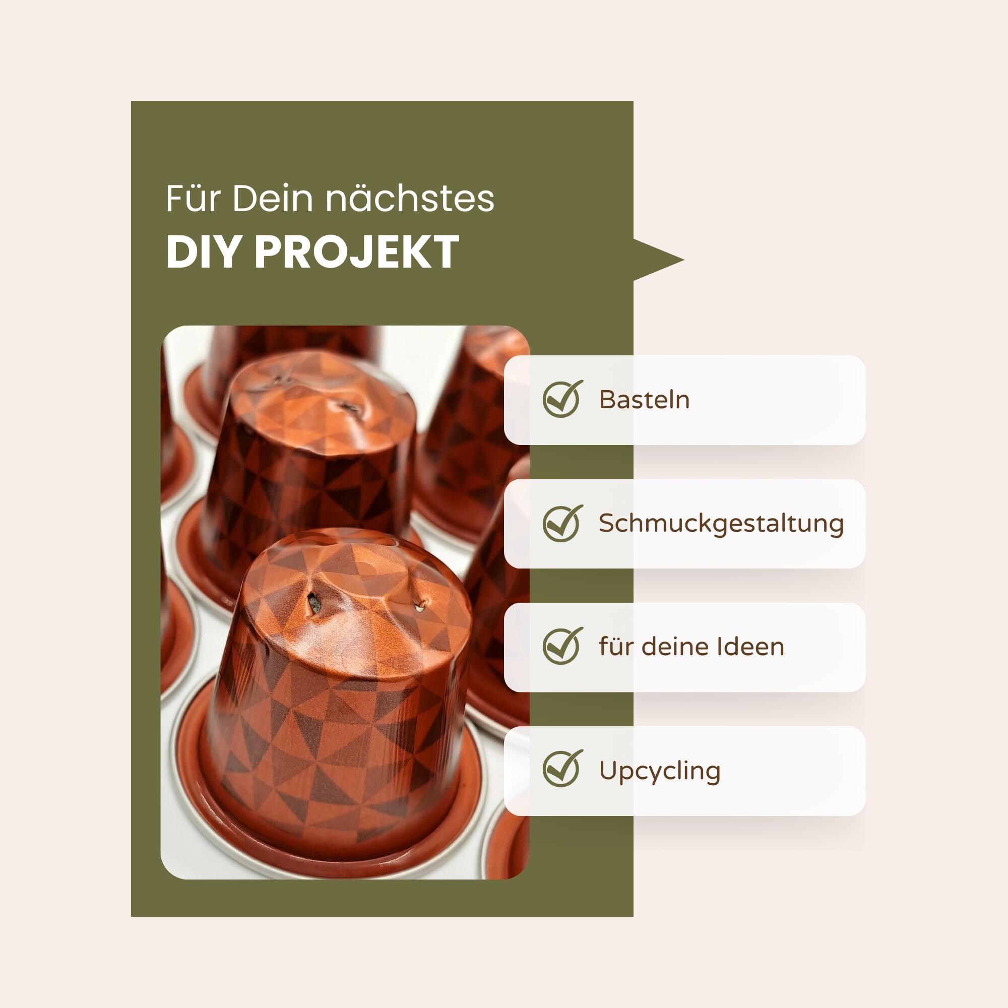 10 leere Kaffeekapseln Farbe rot-braun mit Muster zum Basteln Gestalten Bastelmaterial DIY Schmuckherstellung Zubehör #KNS