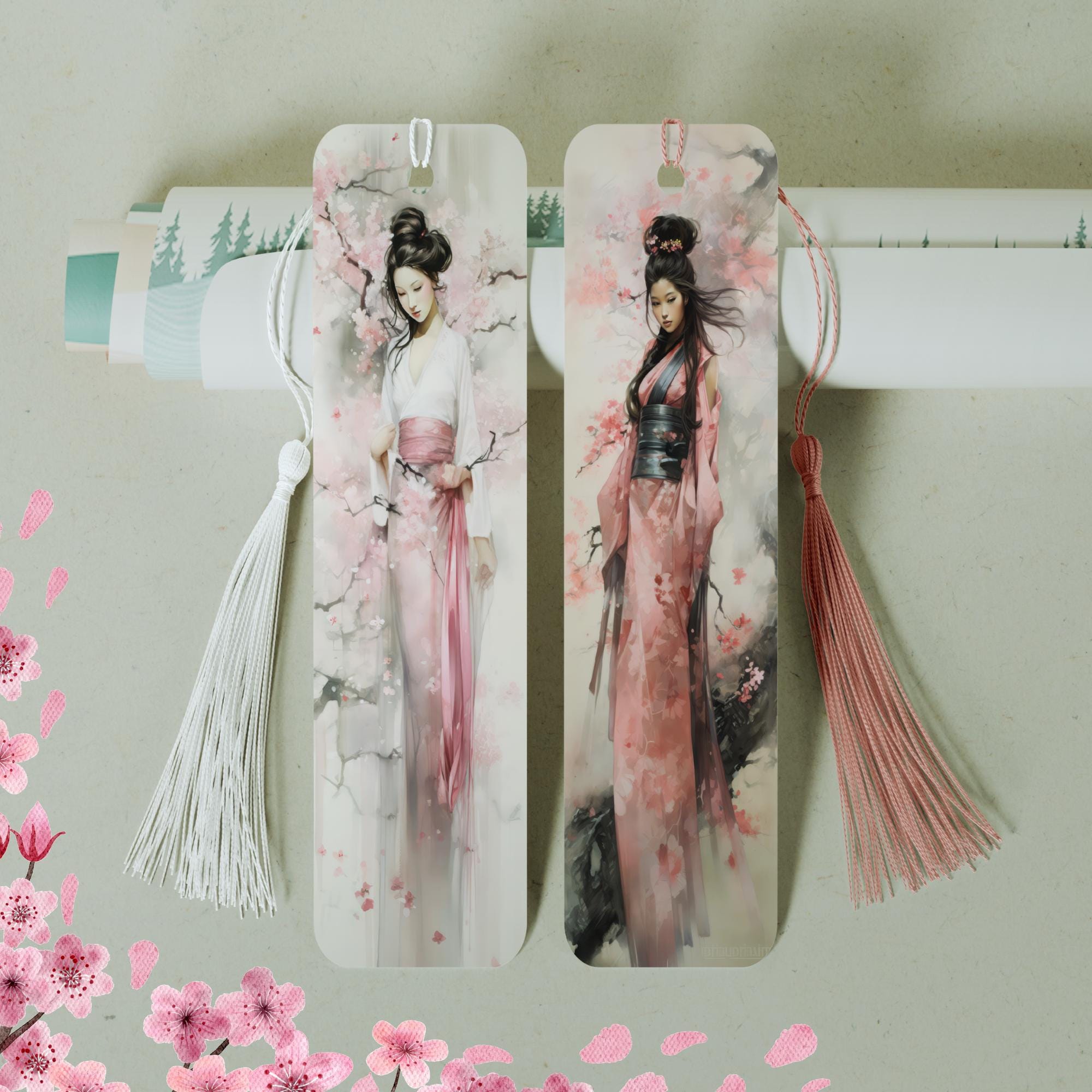 Lesezeichen aus Aluminium Geschenk zum Geburtstag Buchgeschenk "Motiv Japan Kirschblüte" Bookmark - 2 Motive zur Auswahl  #LEALU