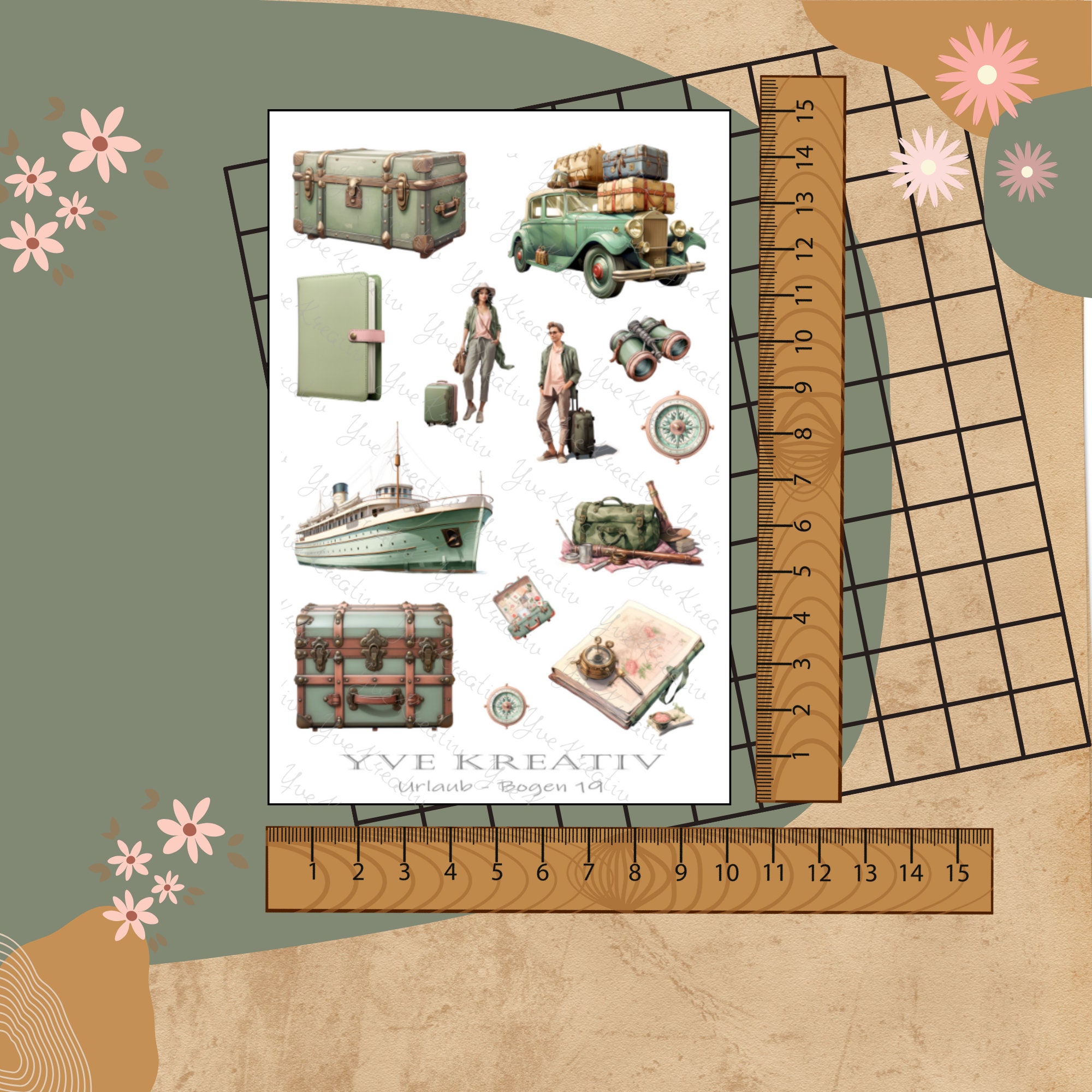 Sticker Bogen " Urlaub Reise Fernweh " | Sticker Set - Aufkleber 3 Stickerbogen zur Auswahl in Weiß - Transparent - Matt - Glanz