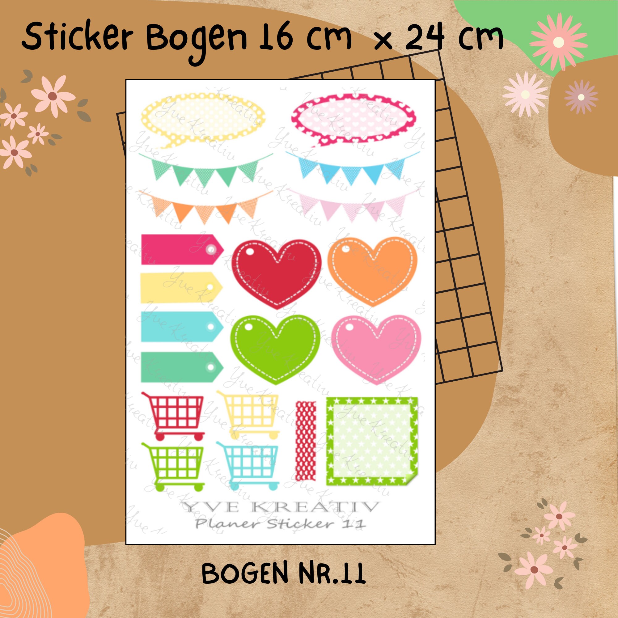 Sticker Planer | 20 Aufkleber Sticker Bogen Set Stickerbogen  -  Wochenplaner Kalender Bullet Journaling