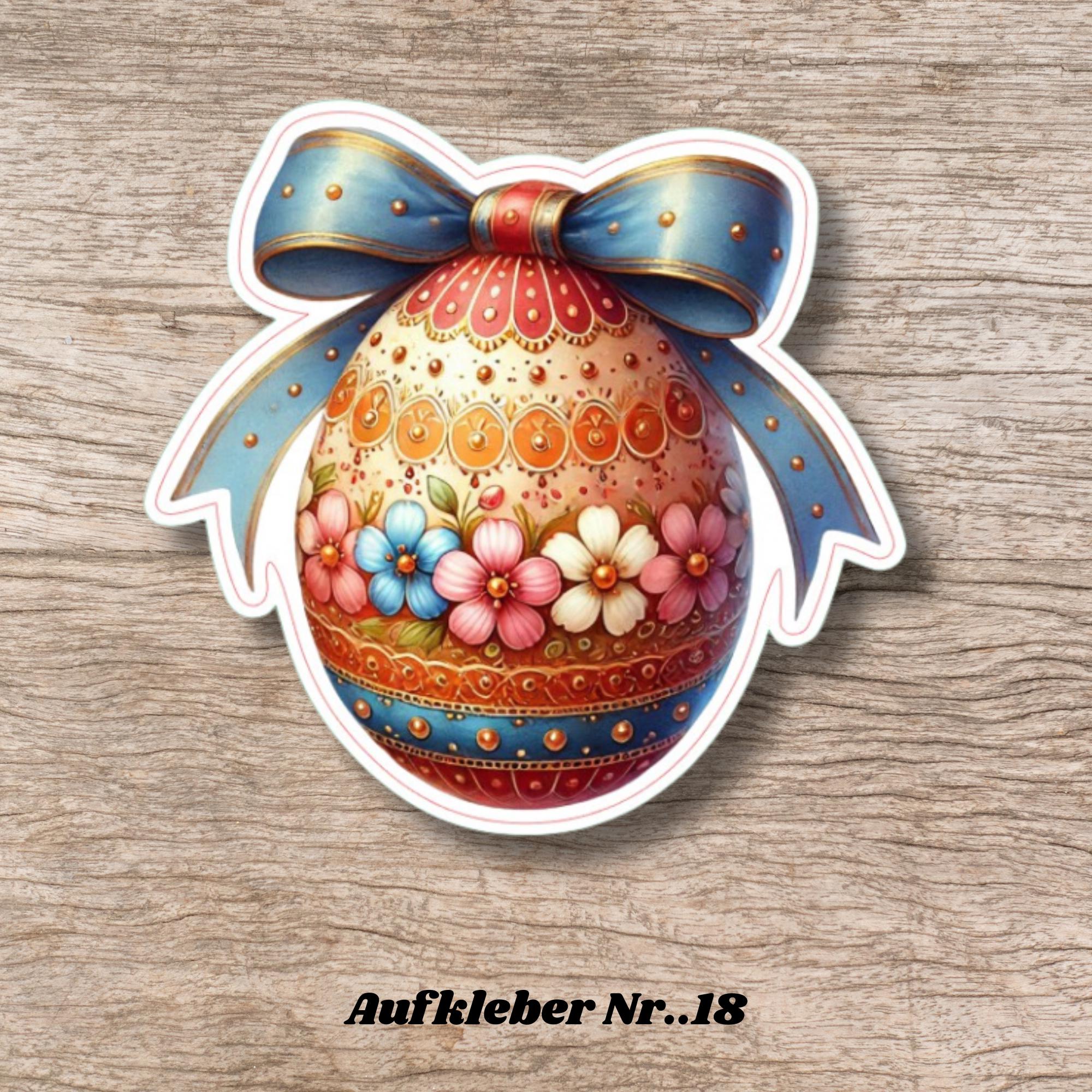 Aufkleber Ostern großer 8 cm Sticker Osterei Deko Osterfest Geschenkaufkleber Dekoei - zur Auswahl in Weiß oder Transparent  #SEG8