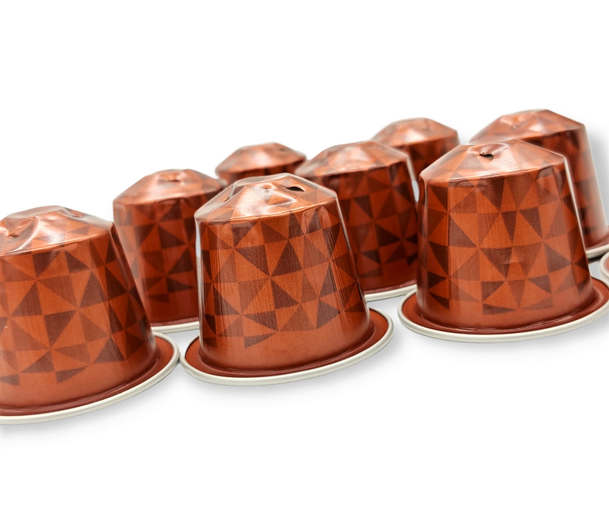 10 leere Kaffeekapseln Farbe : rot-braun mit Muster  #KNS