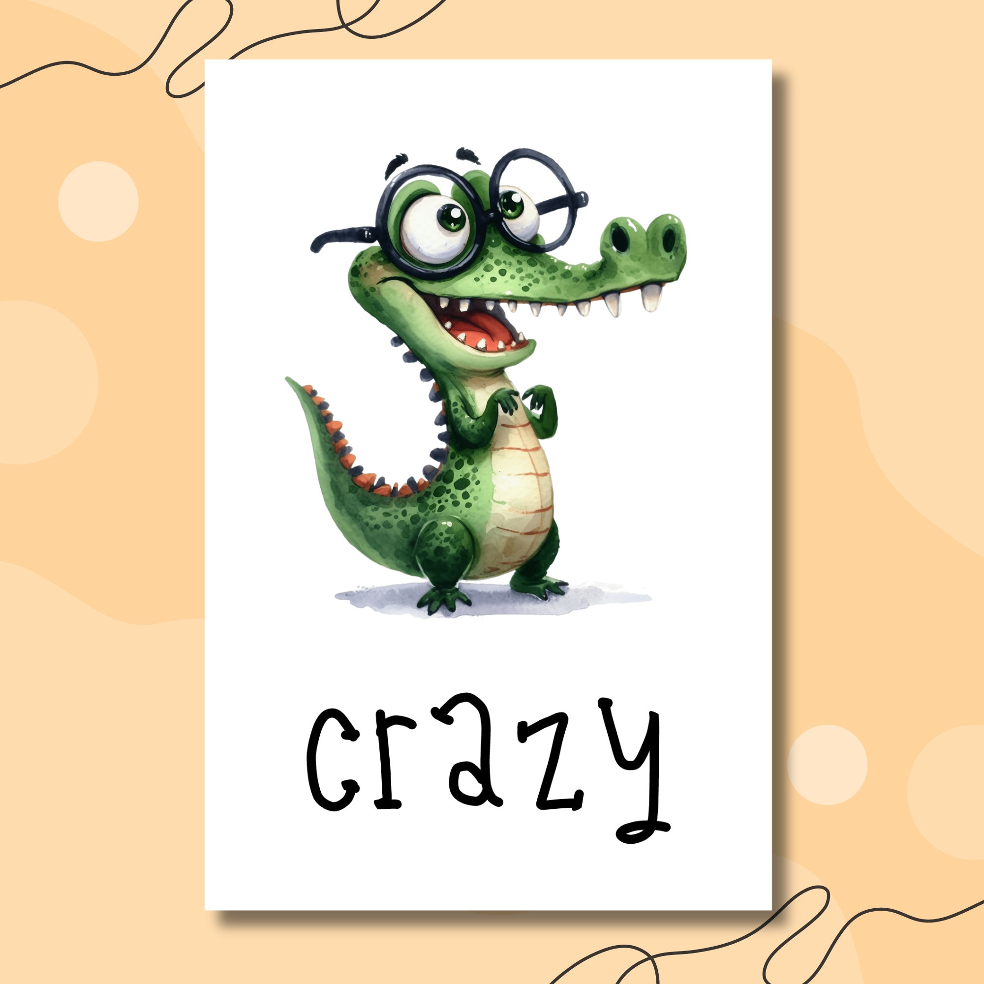 Postkarte, Grußkarte, Karte zum Geburtstag I Crazy, Funny, Lovely I Krokodil