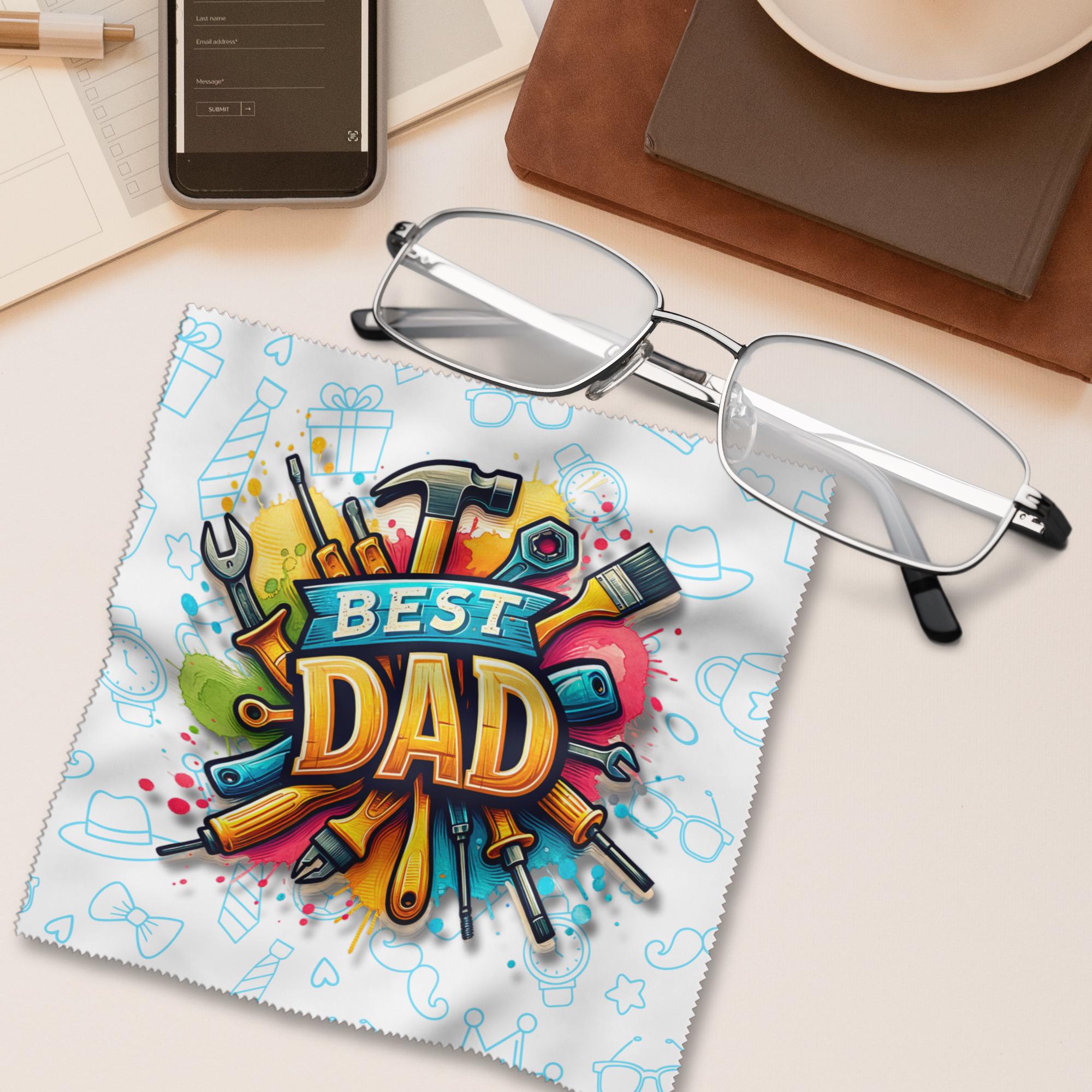 Brillenputztuch Geschenk Vatertag Papa Dad bedrucktes Mikrofasertuch für Brillen Displays Objektive #VA5