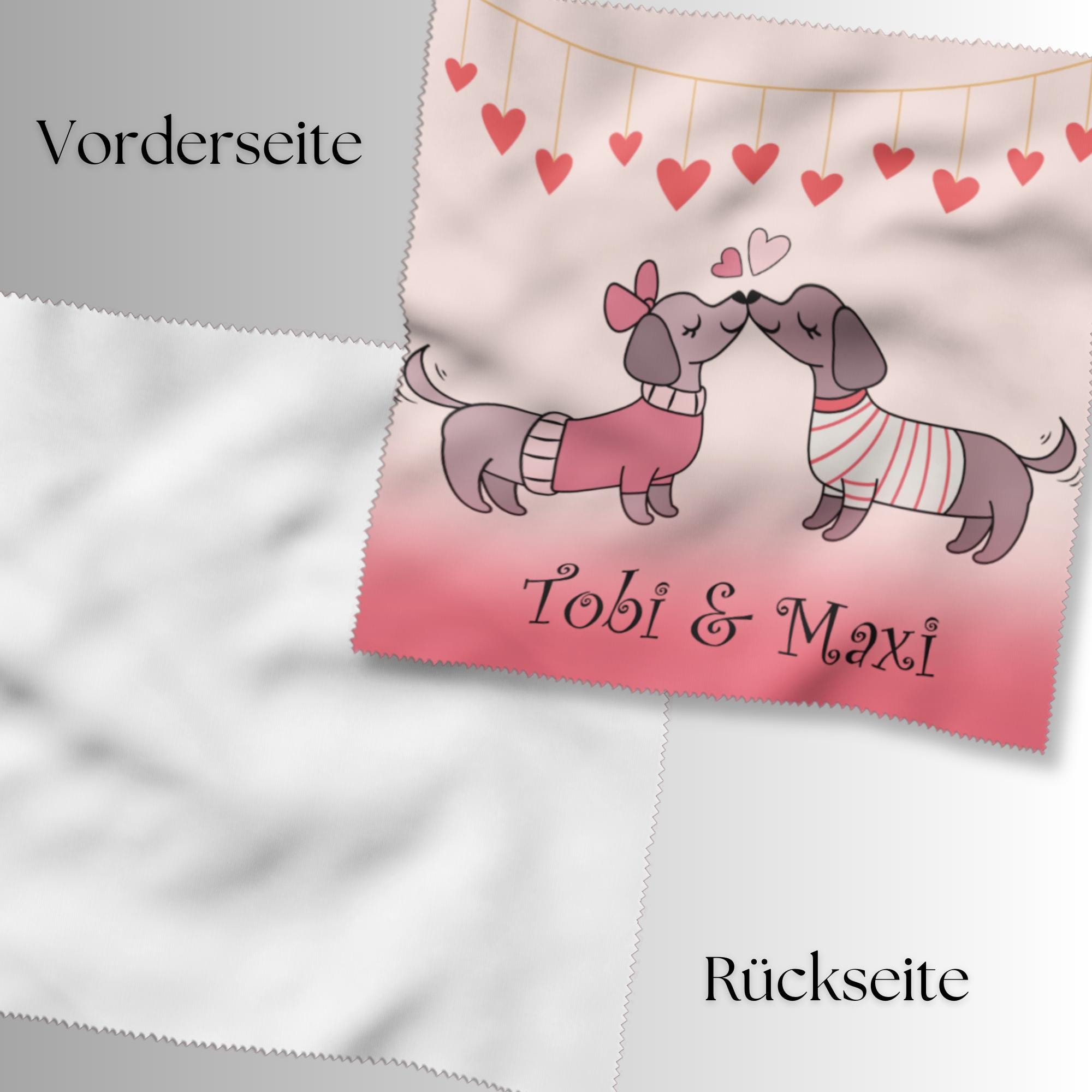Brillenputztuch Dackel Pärchen personalisiert Hochzeit Geschenk Verlobung Paar bedrucktes Mikrofasertuch für Brillen Displays #HO11P Brillenputztuch Dackel Pärchen personalisiert Hochzeit Geschenk Verlobung Paar bedrucktes Mikrofasertuch für Brillen Displays #HO11P