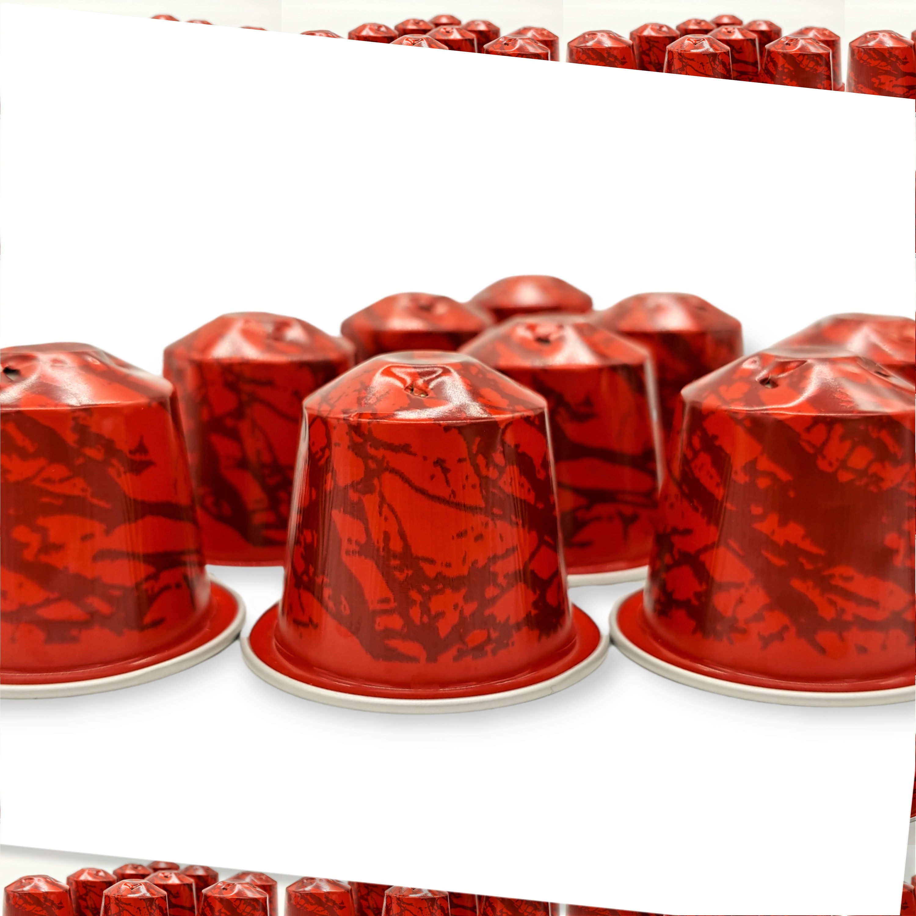 10 leere Kaffeekapseln Farbe : rot "marmoriert"  #KNS