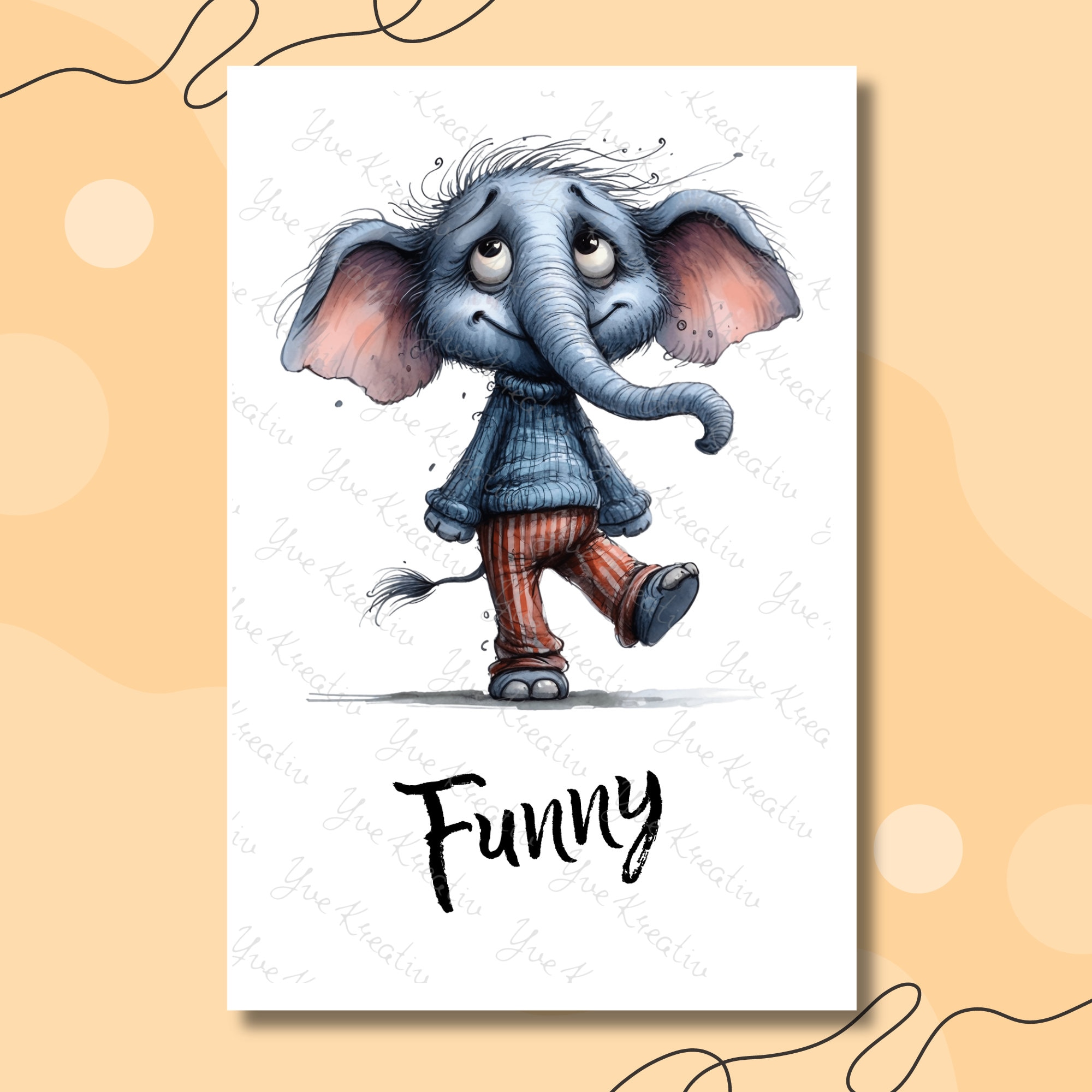 Postkarte, Grußkarte, Karte zum Geburtstag I Crazy, Funny, Lovely I Elefant