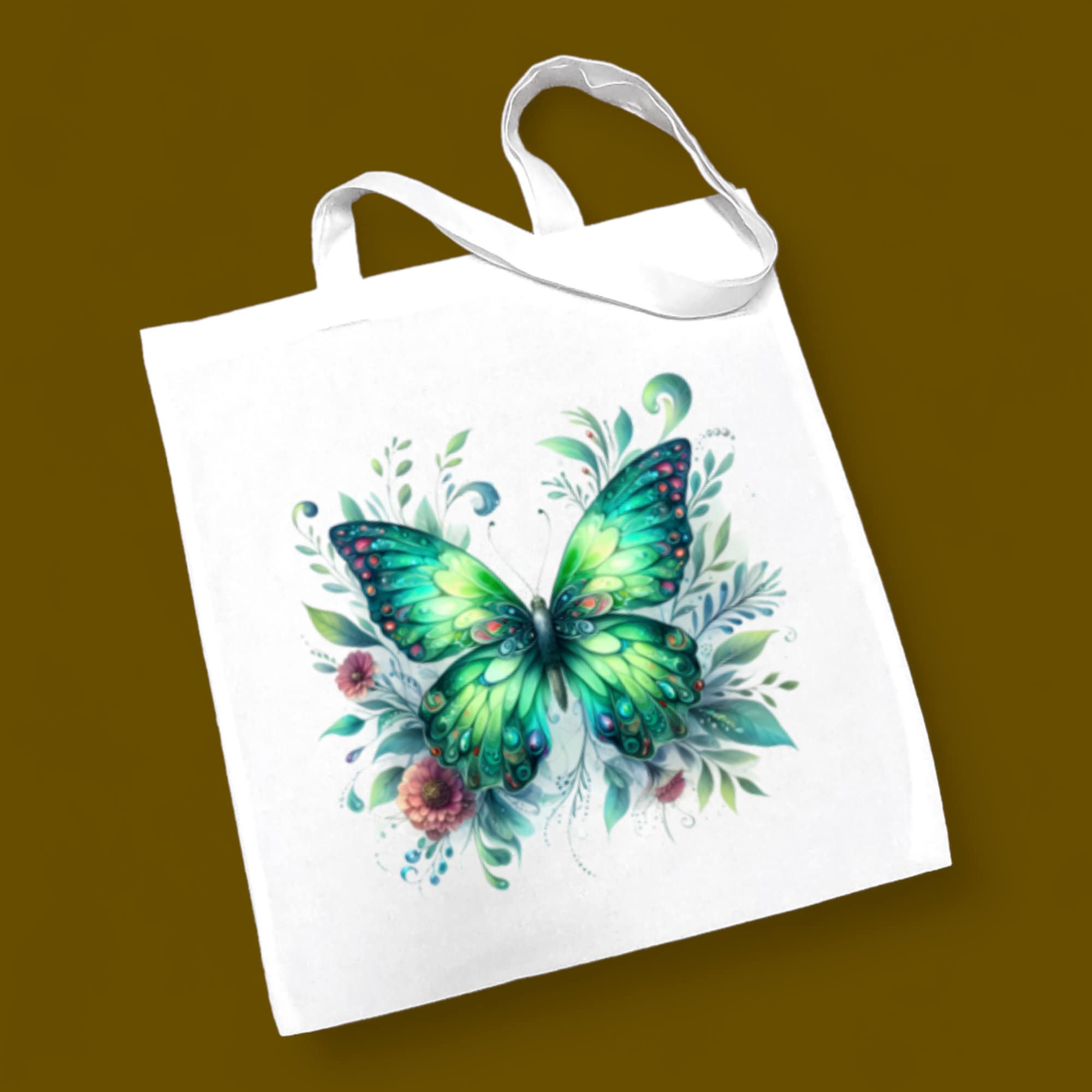 Stofftasche Stoffbeutel Schmetterling Einkaufstasche Tasche Geburtstag Geschenk Mama Muttertag in Weiß oder Beige  #STSUB