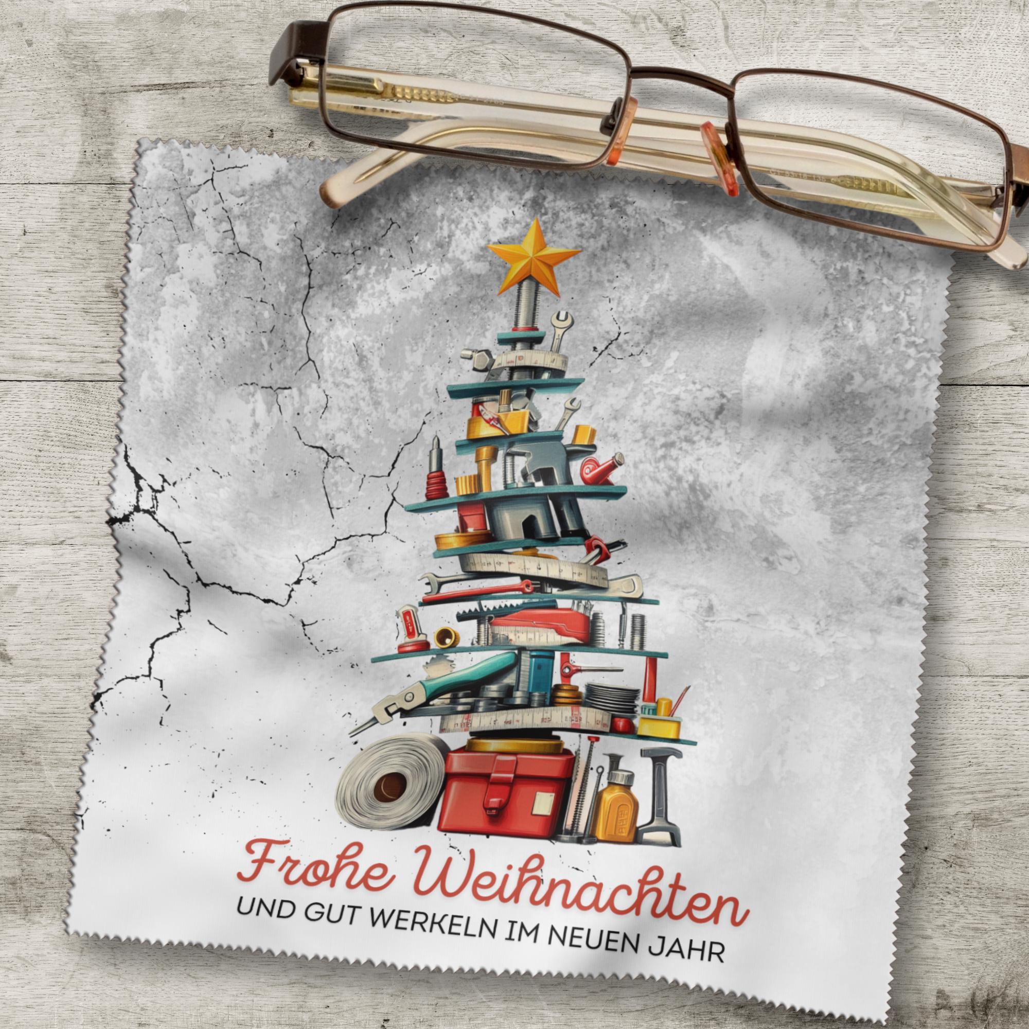 Brillenputztuch Tannenbaum Weihnachten Wichtelgeschenk Handwerker Geschenk bedrucktes Mikrofasertuch für Brillen Display Handy #WE22
