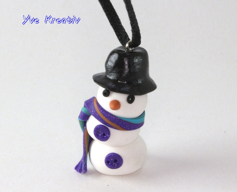 Weihnachtsbaum Anhänger "Schneemann", Ornament handmodeliert, Christbaumschmuck, Geschenkanhänger  #627795687