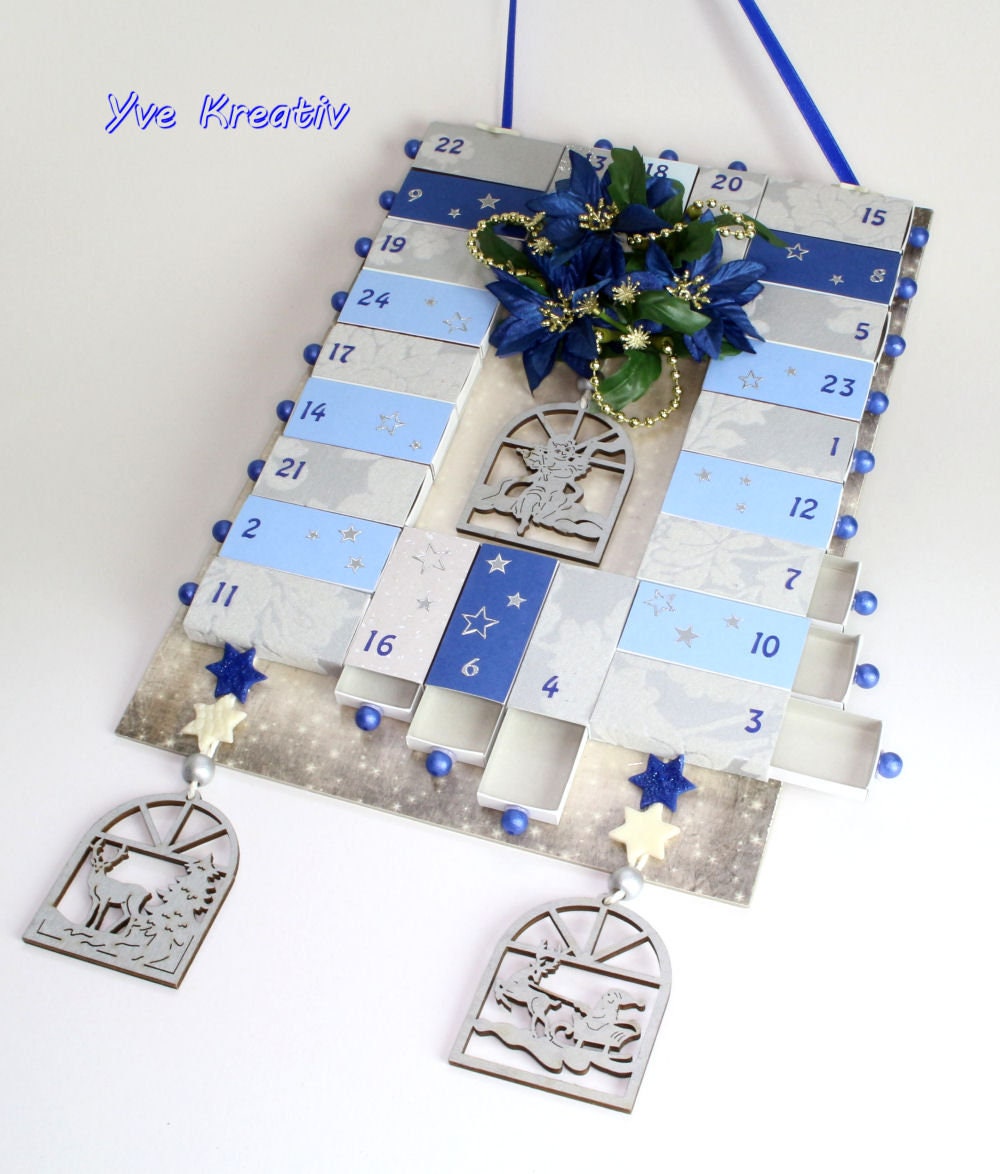 Adventskalender aus Streichholzschachteln / Weihnachtsbild / x-mas zum Befüllen
