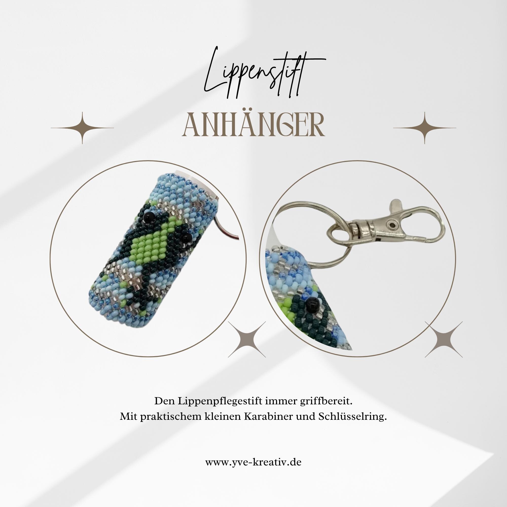 Anhänger für Lippenpflegestift Frosch Lippenbalsam Täschchen Schlüsselanhänger aus Rocailles Miniperlen gehäkelt #1137567045