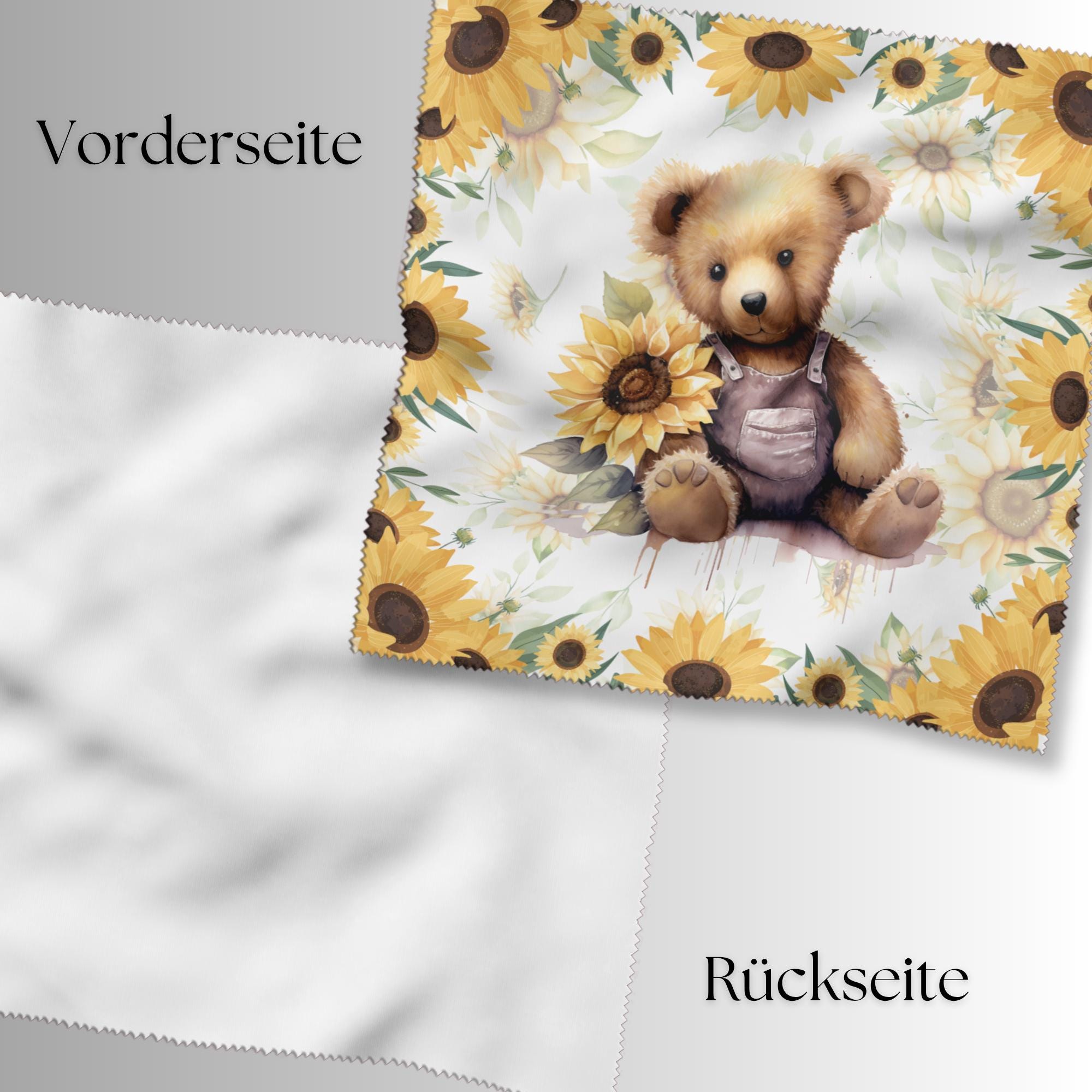 Brillenputztuch Teddy Bär Geschenk Freundin Mitbringsel Sonnenblume bedrucktes Mikrofasertuch für Sonnenbrille Brillentuch #TI151