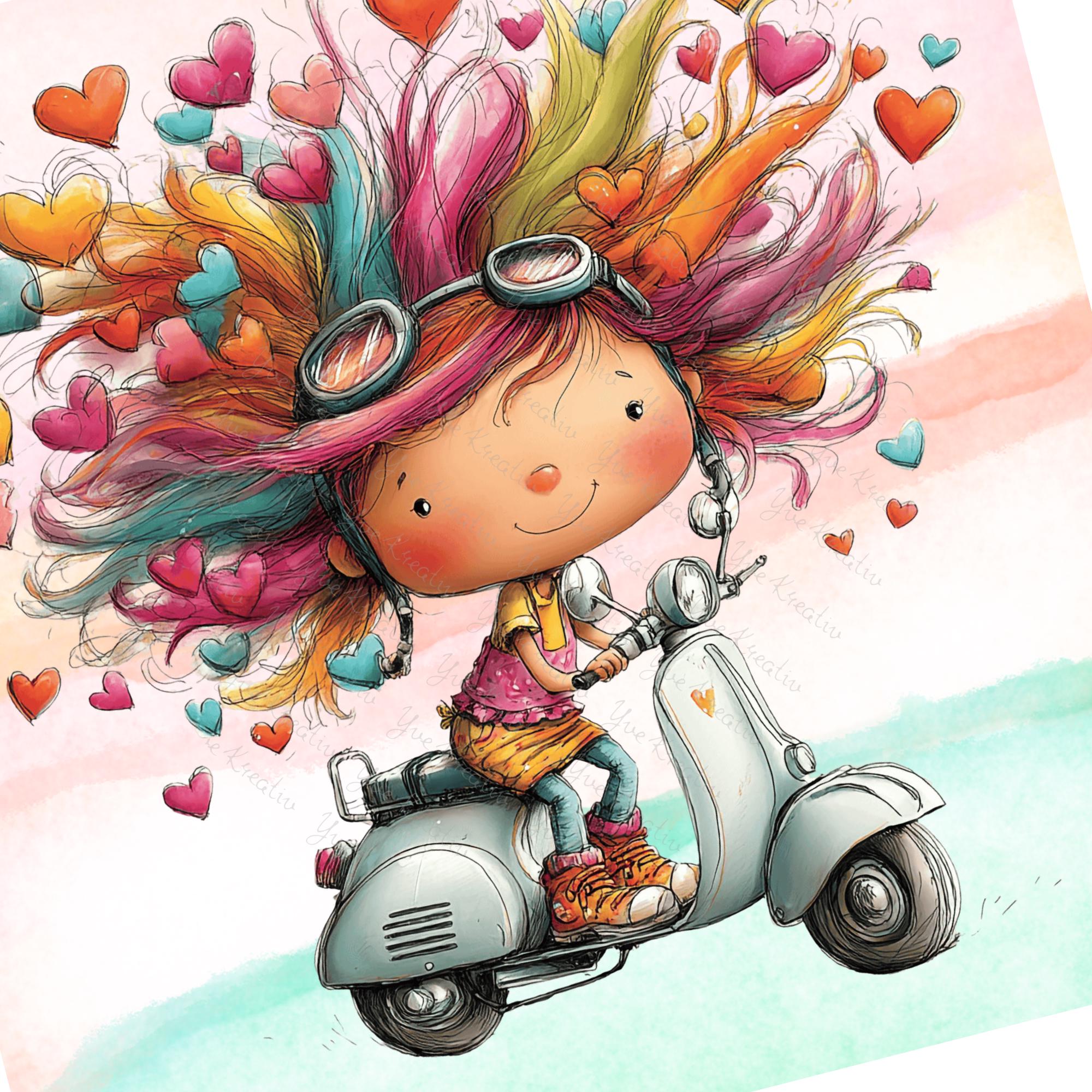 Brillenputztuch Mädchen Motorroller bedrucktes Mikrofasertuch für Brille Sonnenbrille Displays Handyputztuch Brillentuch Mikrofaser #AL88