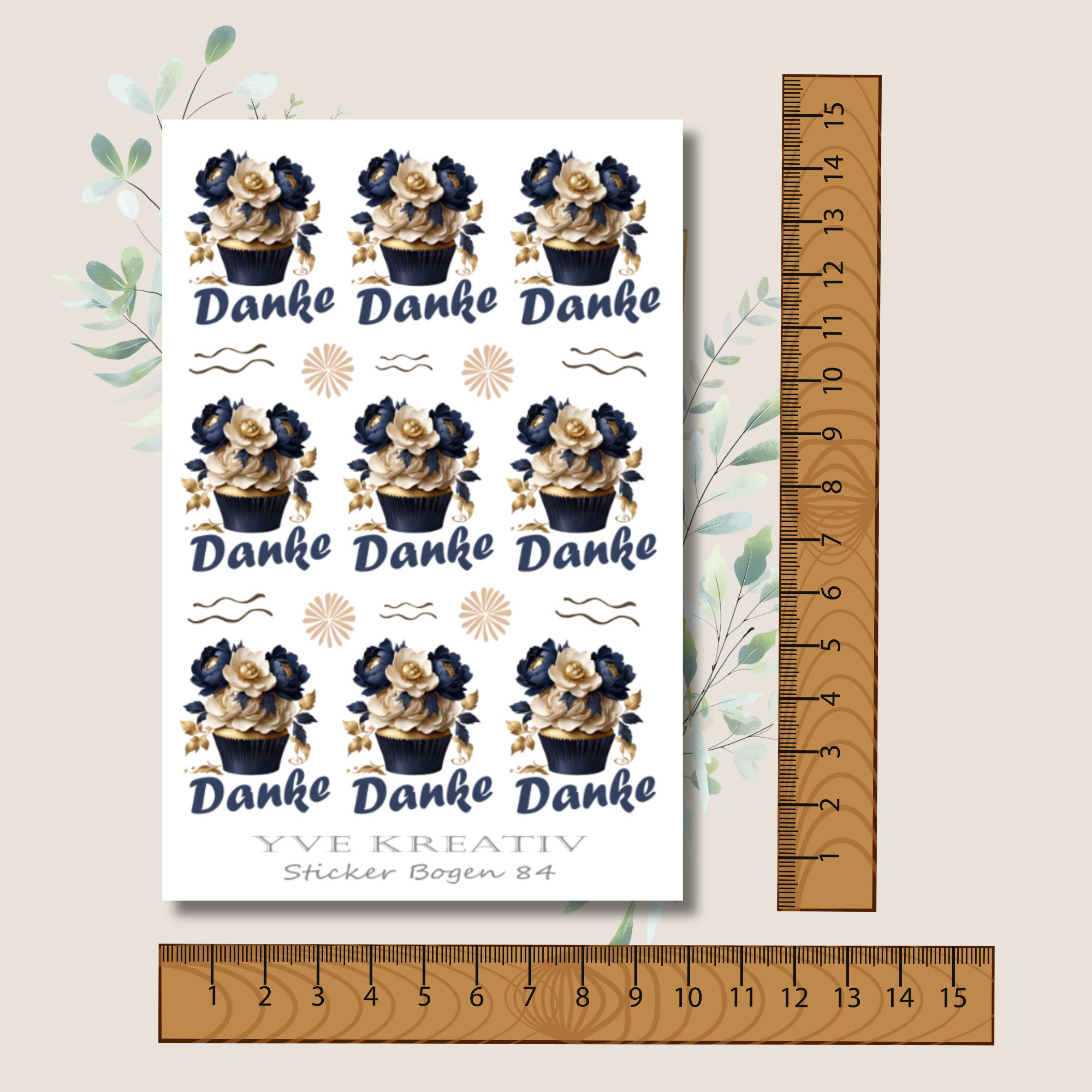 Sticker Bogen, Aufkleber, Cupcake, Muffin, Danke | Sticker Set - 3 Stickerbogen zur Auswahl in Weiß - Transparent - Matt - Glanz  #SBA6