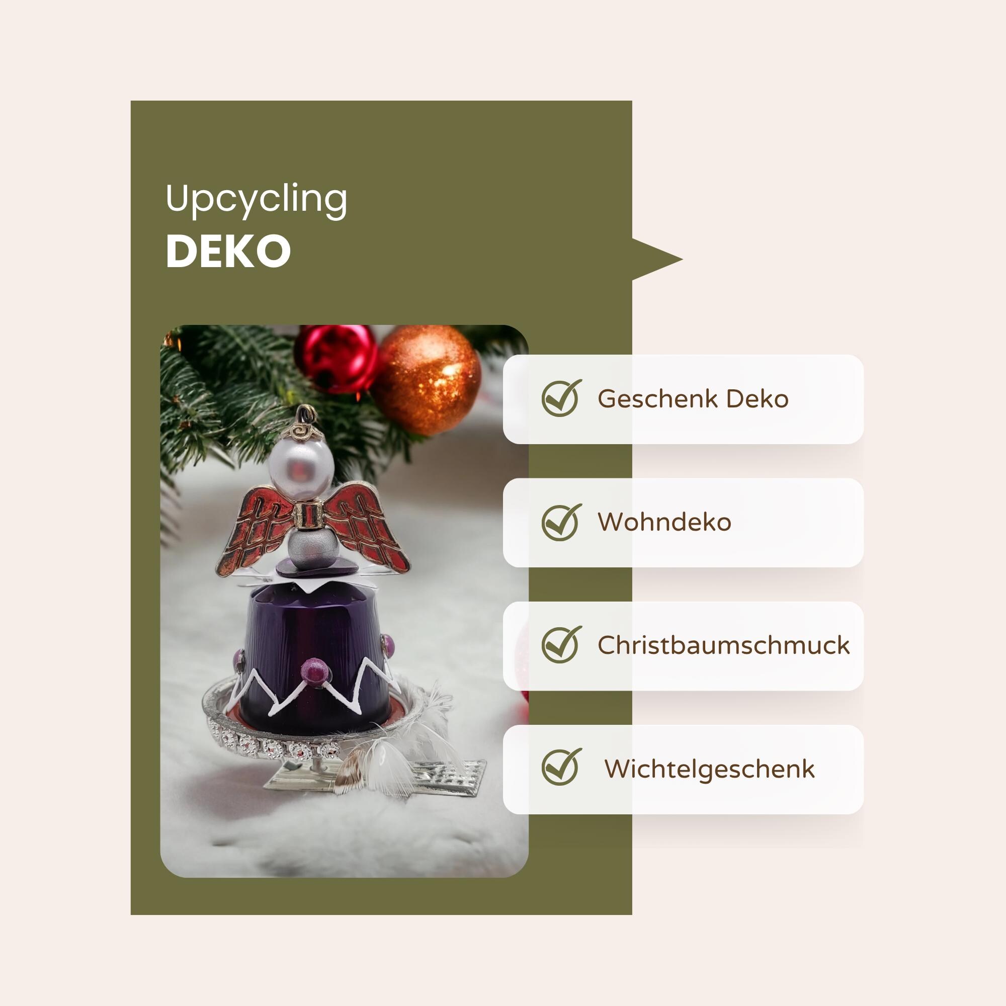 Engel aus Kaffeekapseln Christbaumkugel Upcycling Weihnachtskugel besonderer Weihnachtsdeko auf Metallklammer Christbaumclip   #1122710995