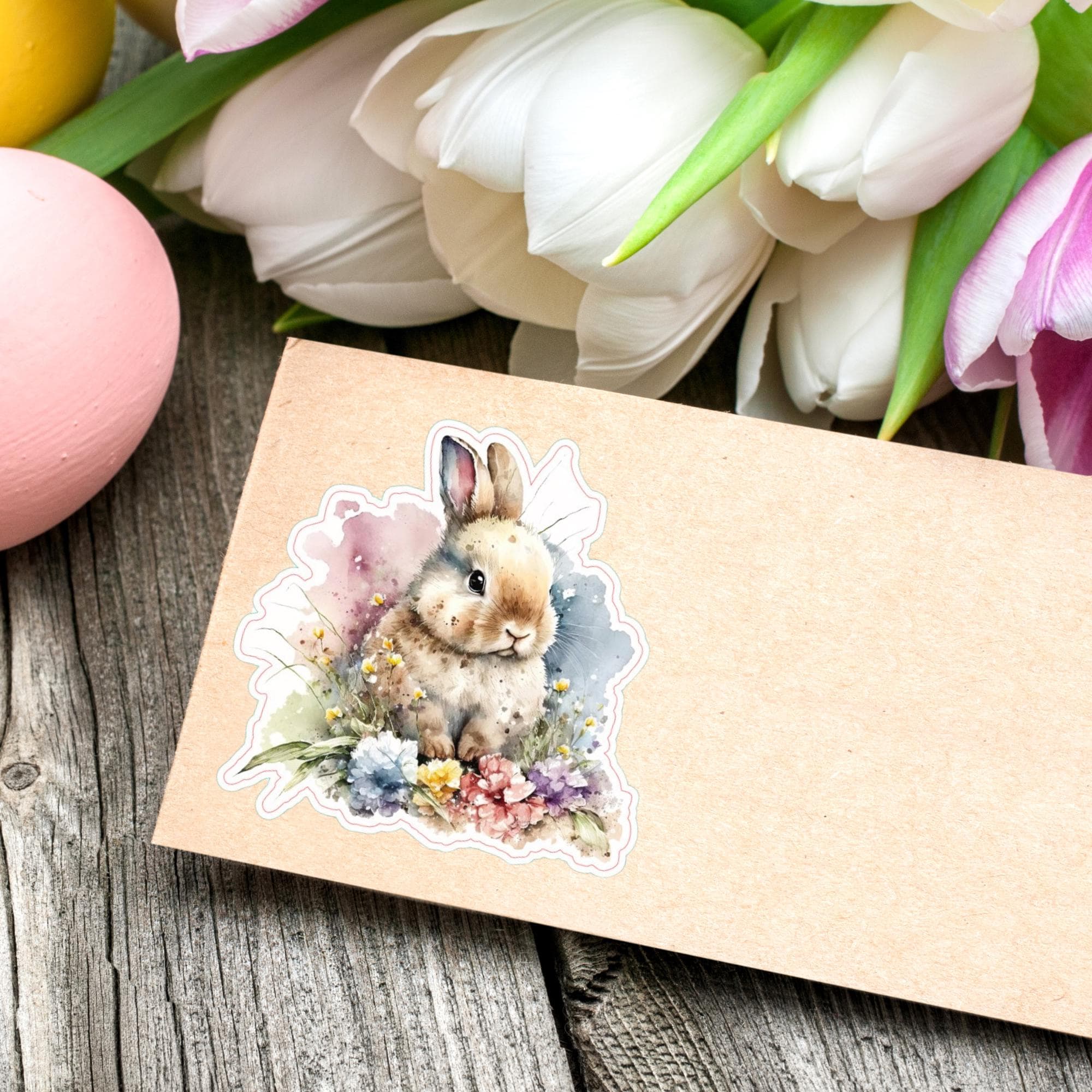 Aufkleber Ostern großer 8 cm Sticker niedliches Häschen Deko Hase Geschenkaufkleber Osterhase - zur Auswahl in Weiß oder Transparent  #SEG8