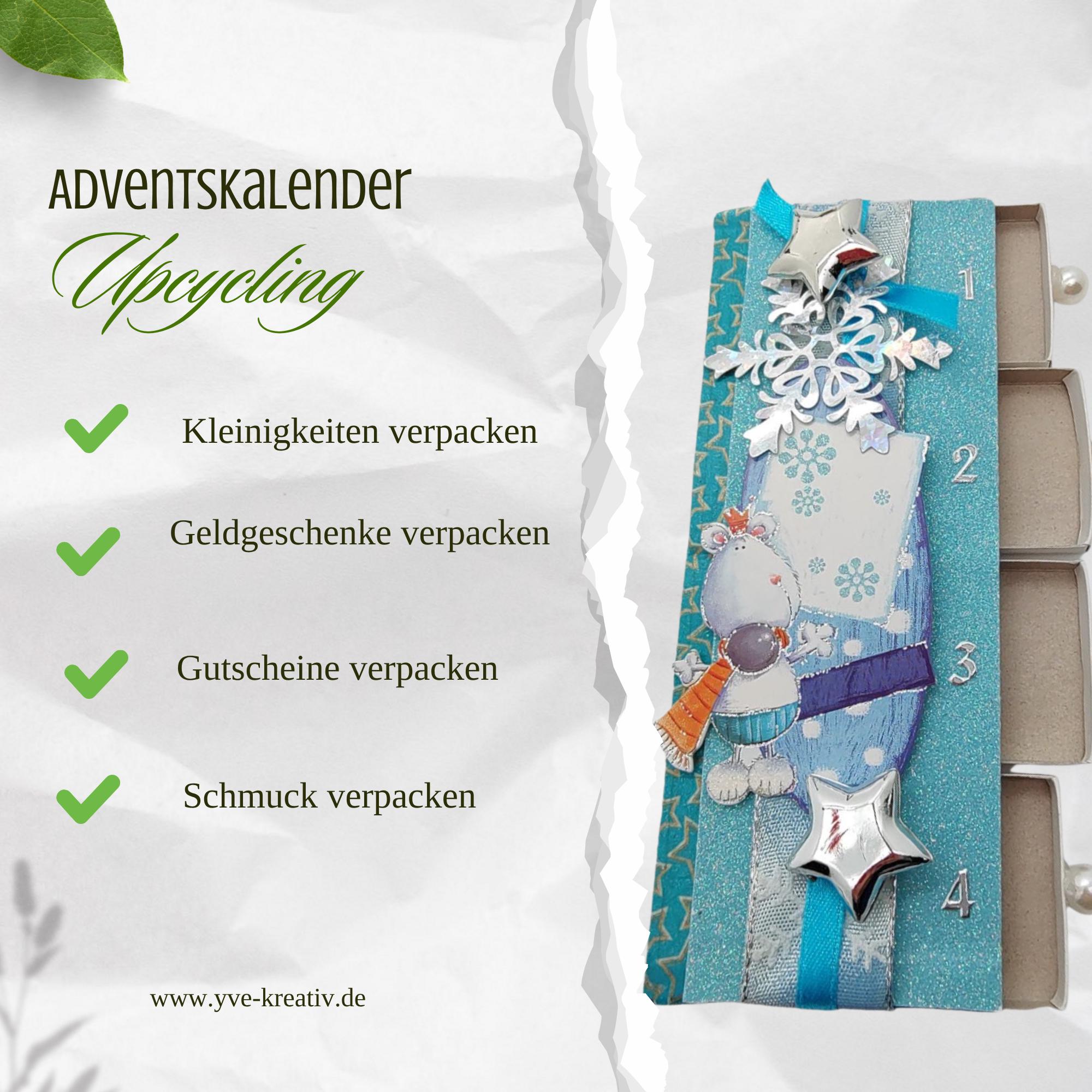 Adventskalender zum Befüllen aus 4 Streichholzschachteln Upcycling kleine Adventsgeschenke Geldgeschenk Weihnachten Mitbringsel #627796339