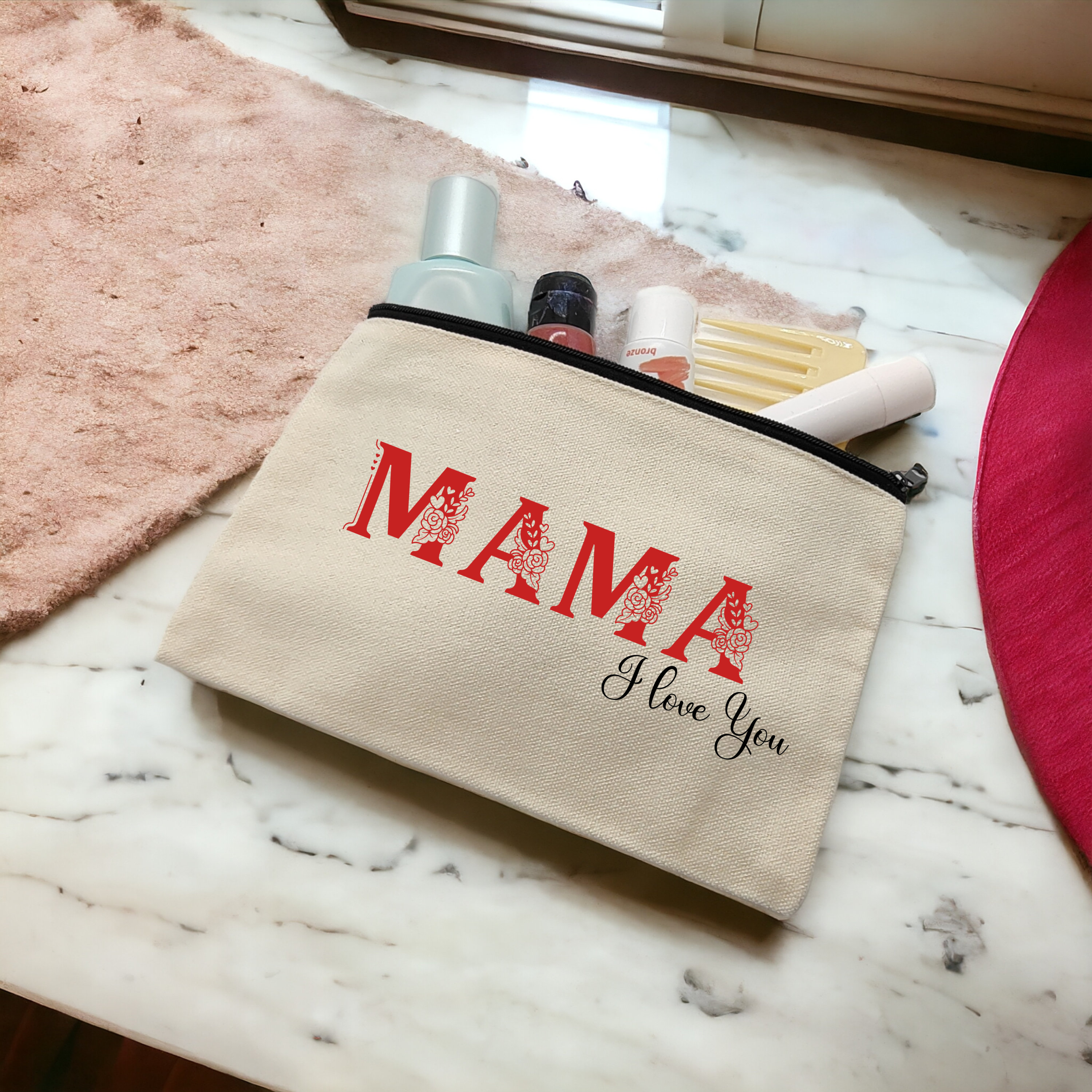 Federmäppchen, Mäppchen für Mama, Kosmetiktasche, kleiner Stoffbeutel mit Reißverschluss, Geschenk Muttertag #FMBAUB Federmäppchen, Mäppchen für Mama, Kosmetiktasche, kleiner Stoffbeutel mit Reißverschluss, Geschenk Muttertag #FMBAUB