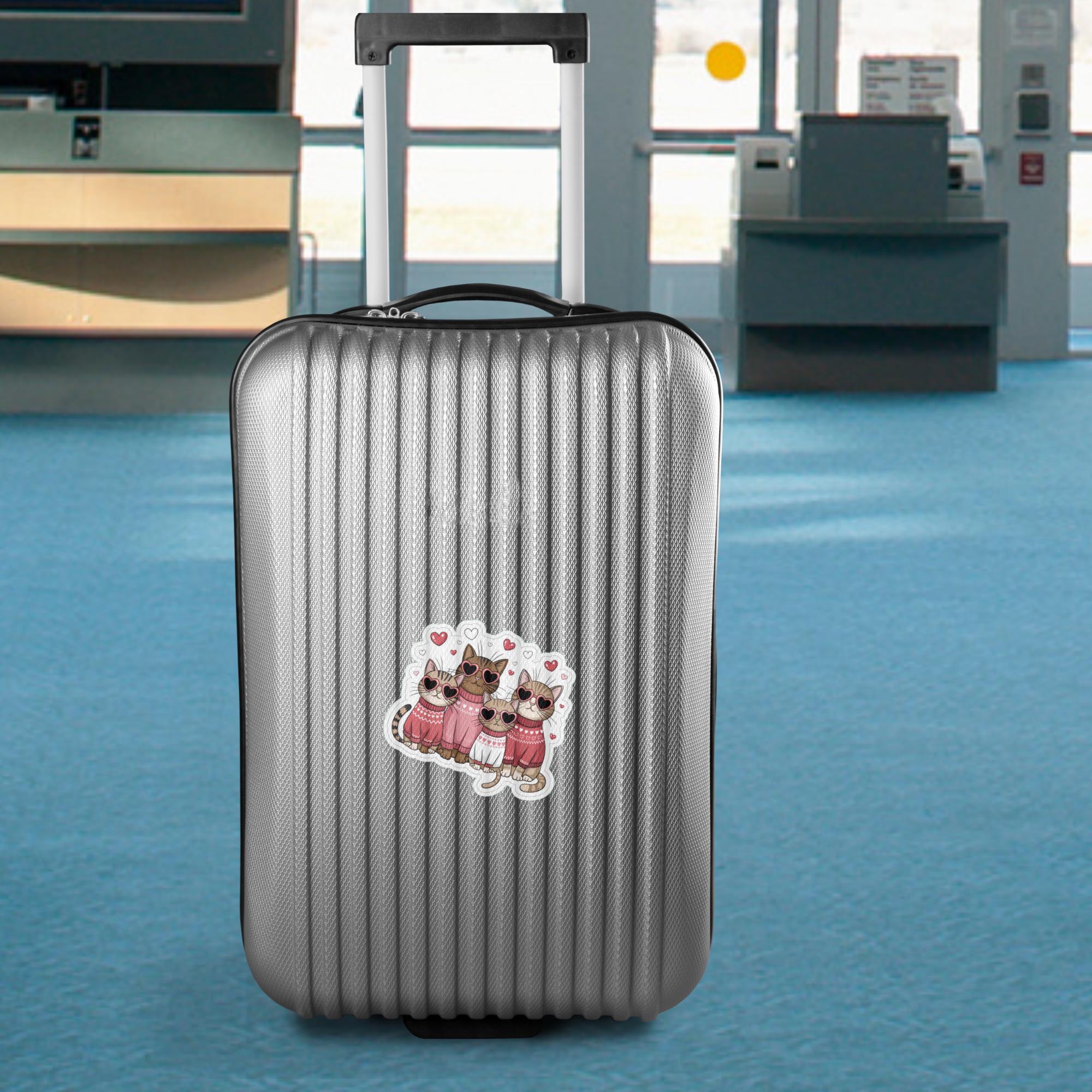 Großer Aufkleber, Love Cats Sticker, großer Koffer Sticker, Kofferaufkleber  -  zur Auswahl in Weiß oder Transparent  #SEG8