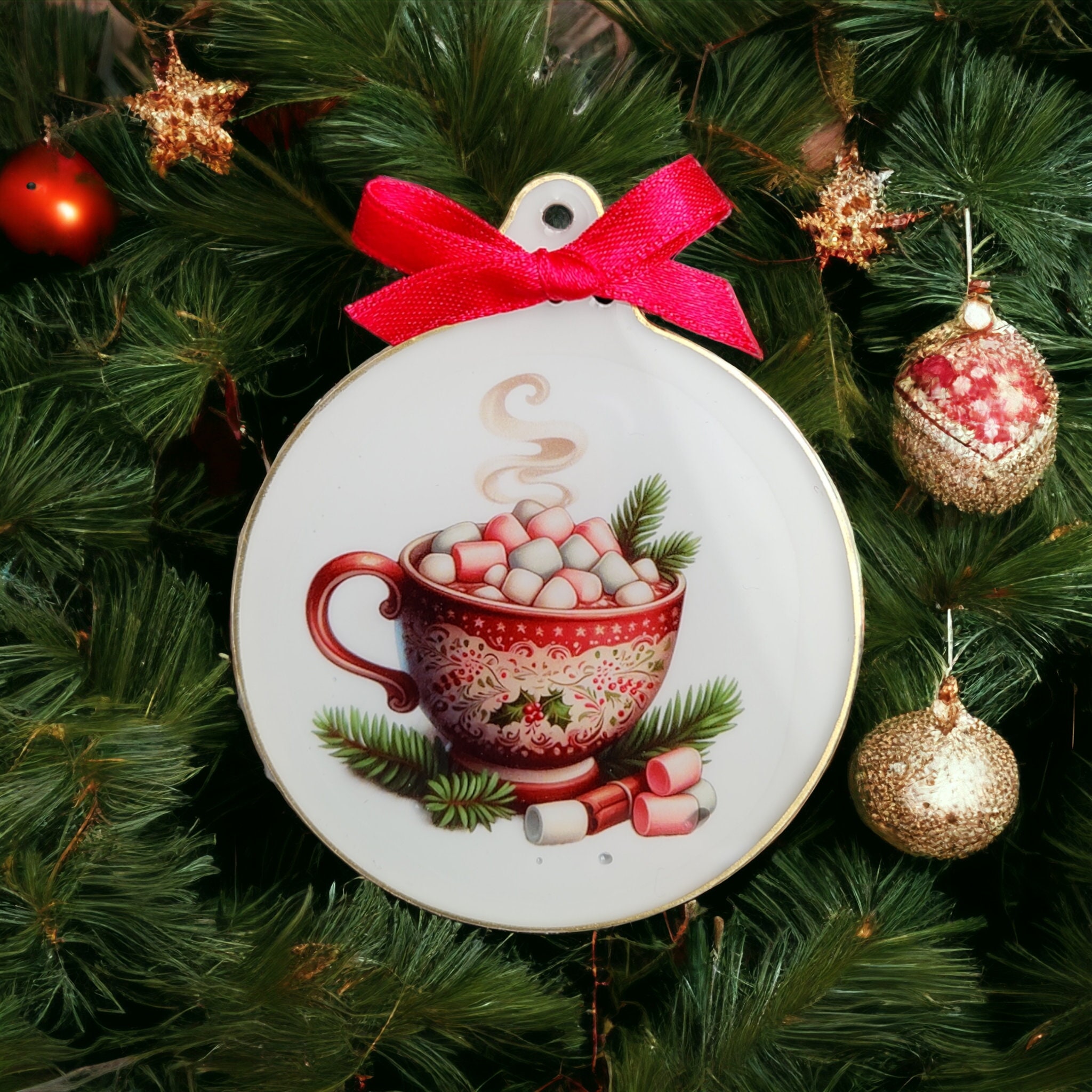 Weihnachtskugel Weihnachtsschmuck Baumanhänger Christmas Ornaments auf einer Weihnachtskarte inkl. Kuvert  #1608214910