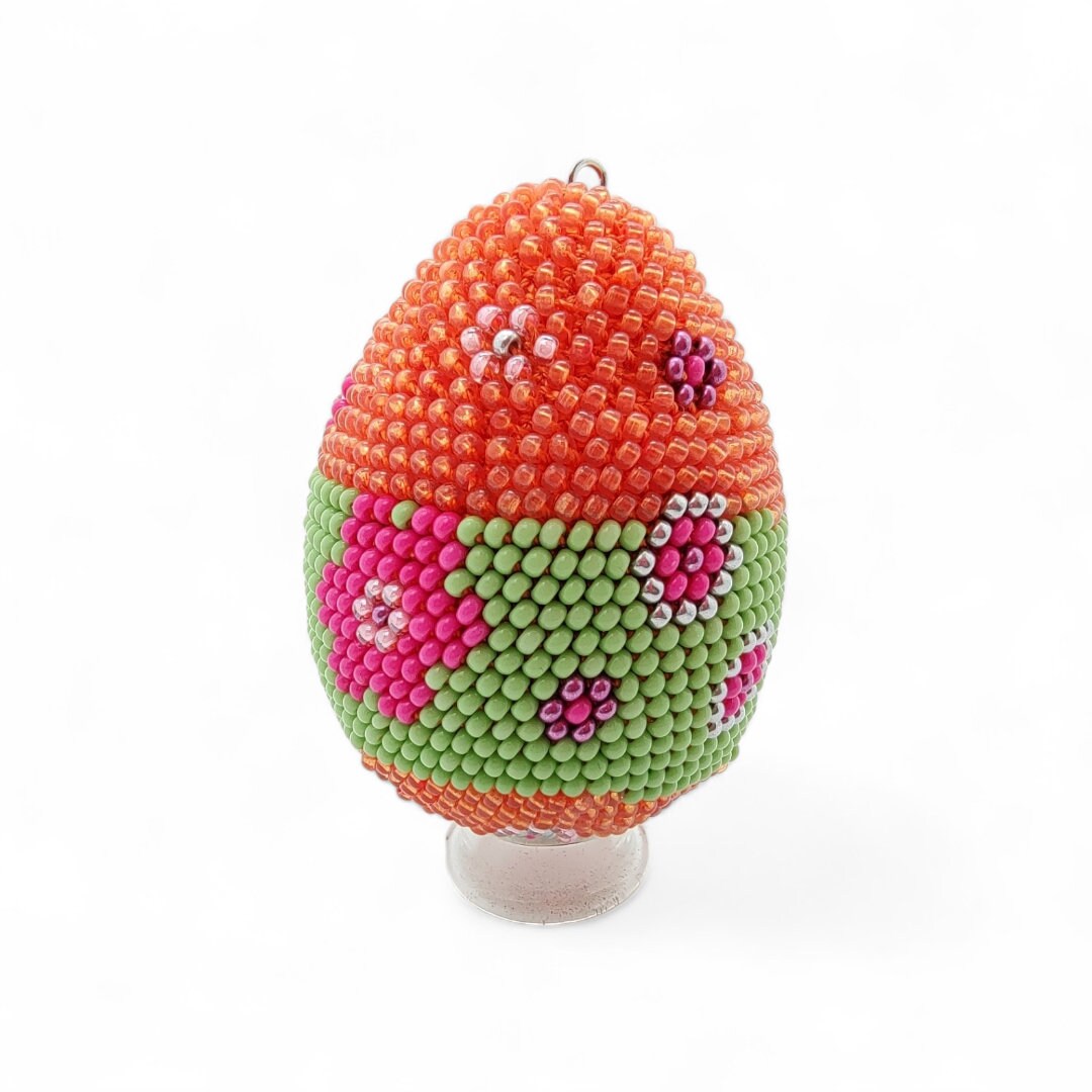 Osterei - Dekoei aus hunderten Miniperlen gehäkelt Osterdekoration Osterschmuck zum Aufhängen #770657692