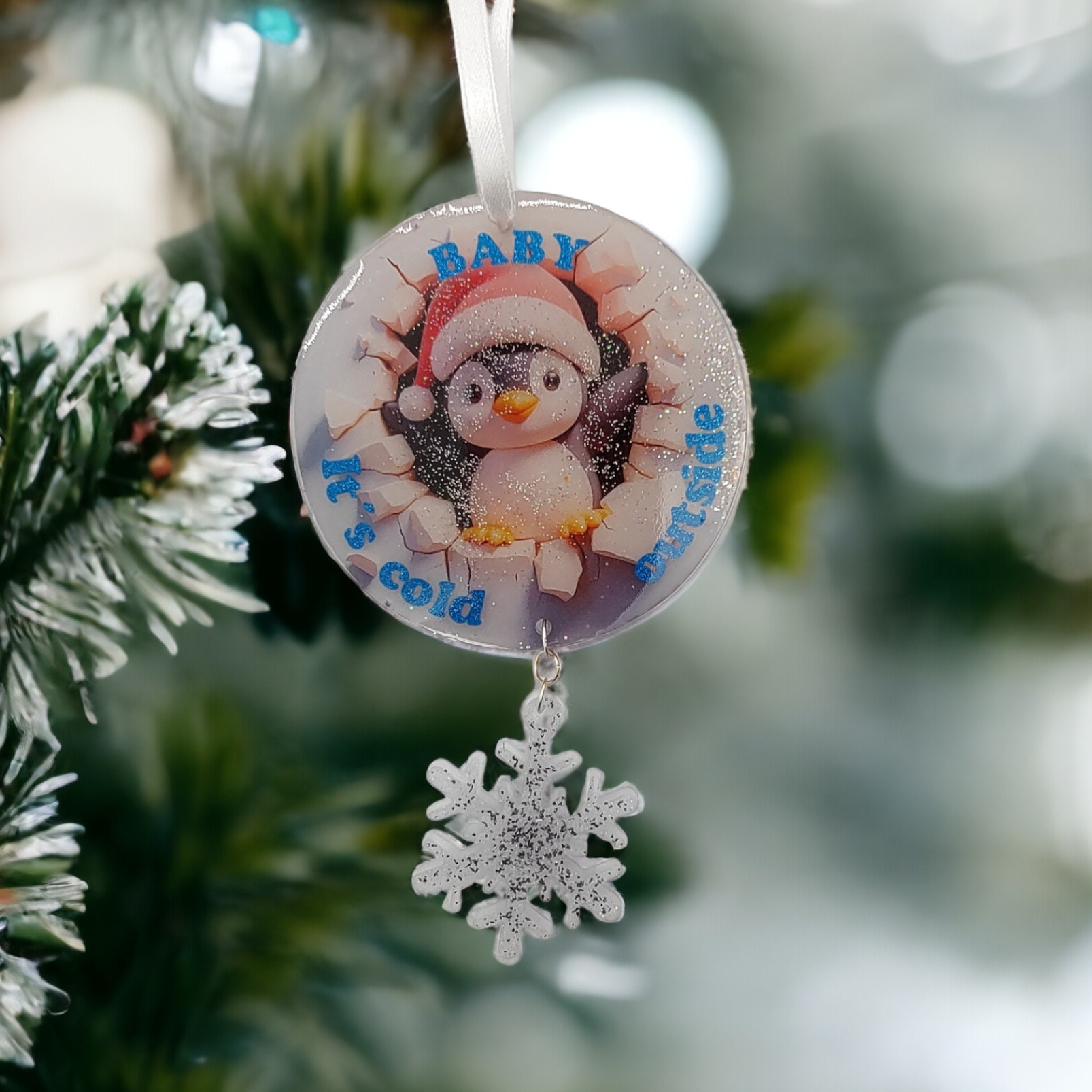 Weihnachtskugel Weihnachtsschmuck Baumanhänger Christmas Ornaments Weihnachten Baumkugel Motiv "Pinguin"  #1607321214