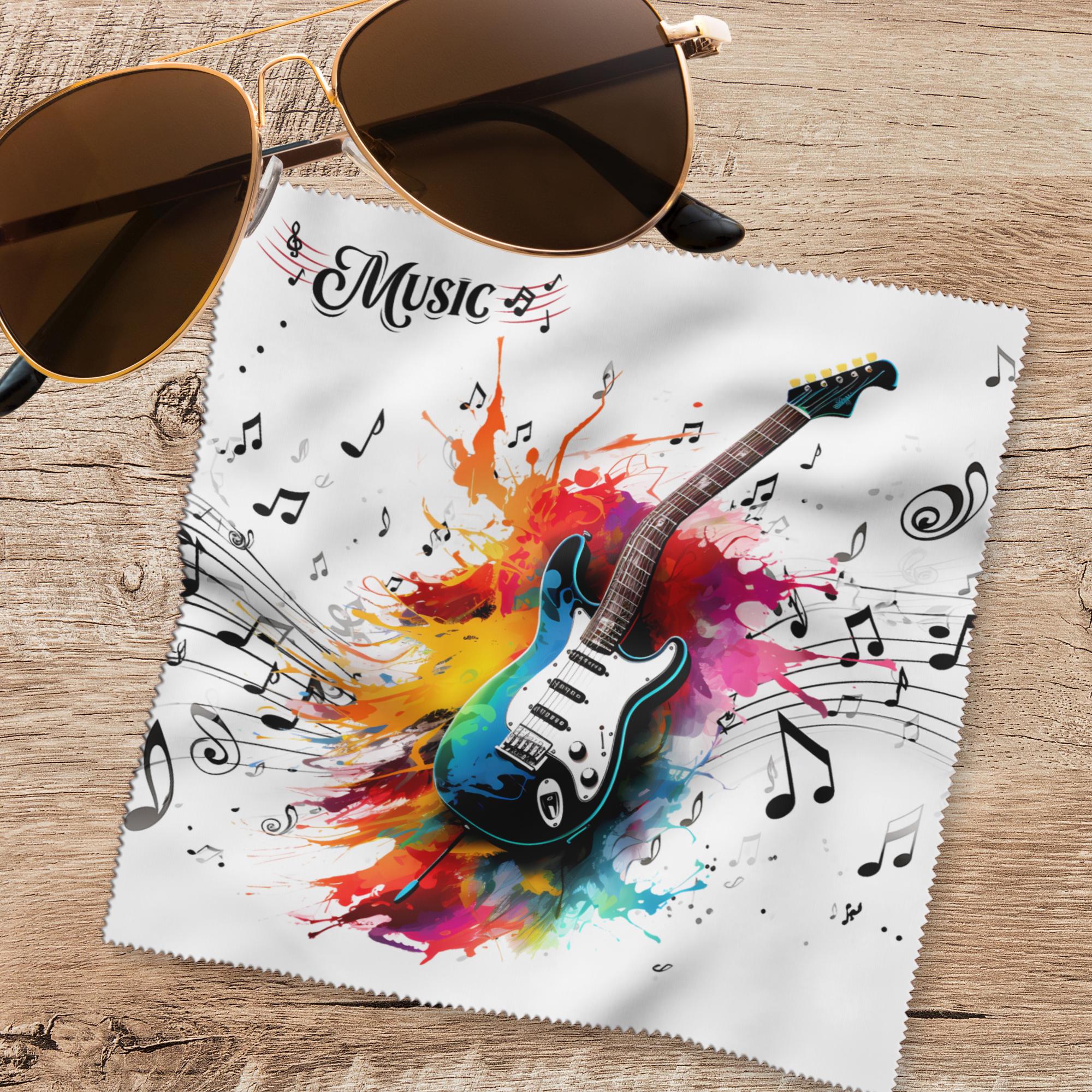 Brillenputztuch Gitarre bedrucktes Mikrofasertuch für Brillen Tuch für Displays Geschenk Musiker Mitbringsel Gitarrenspieler #MC14